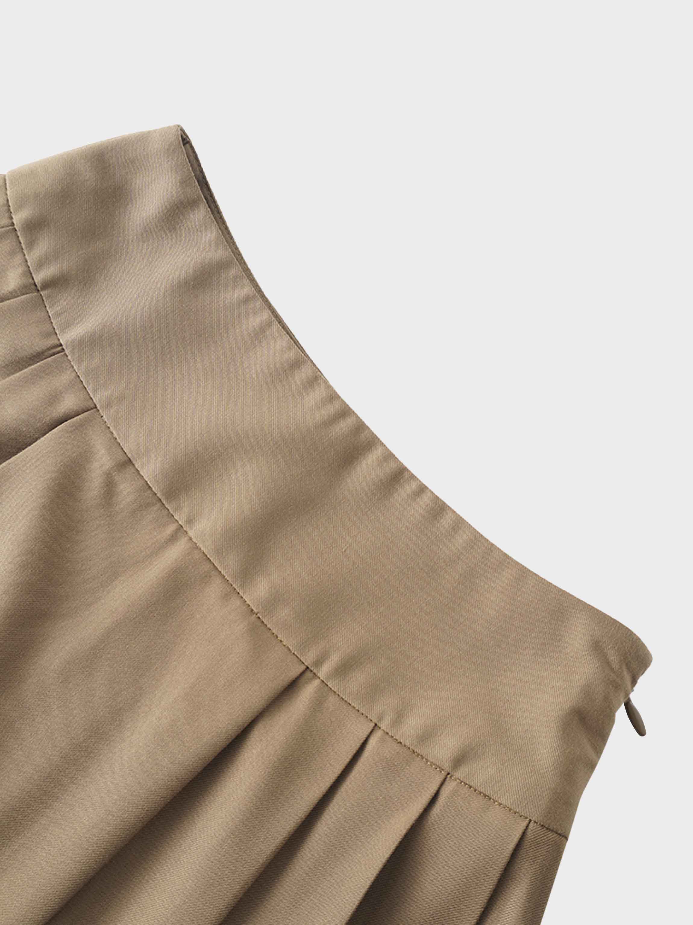 Yoke Pleated Skirt-Camel-2