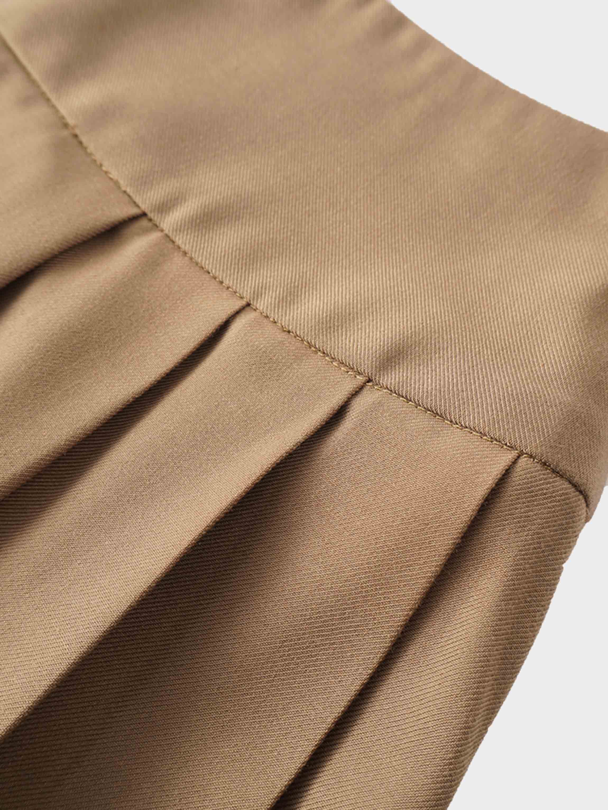 Yoke Pleated Skirt-Camel-3