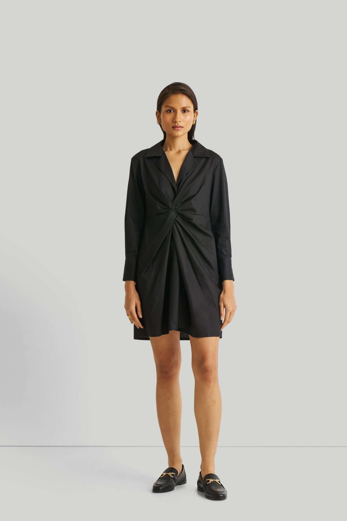 Front Twist Dress in Black-3