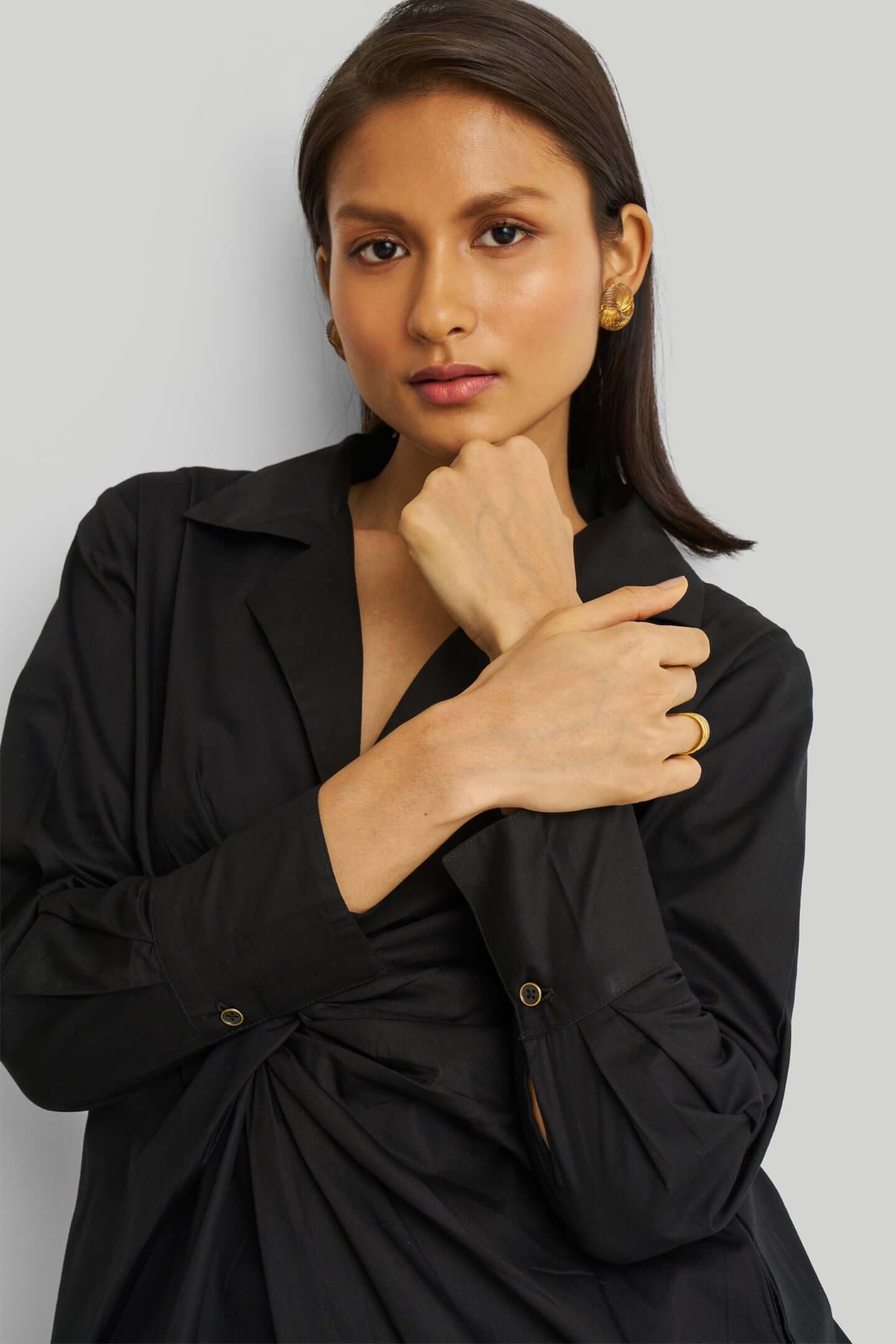 Front Twist Dress in Black-4