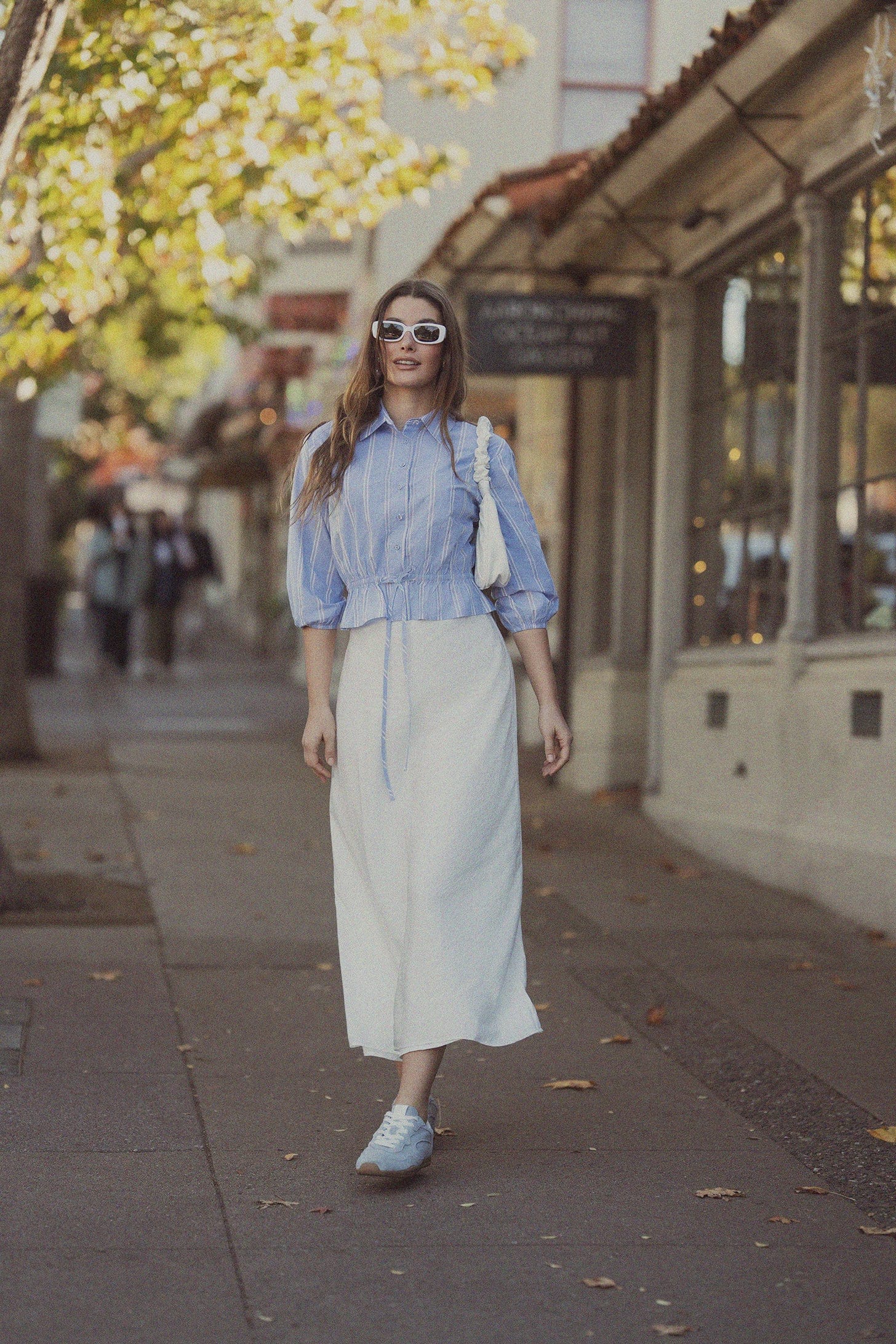 Crinkle Cotton Skirt 37"-White-0