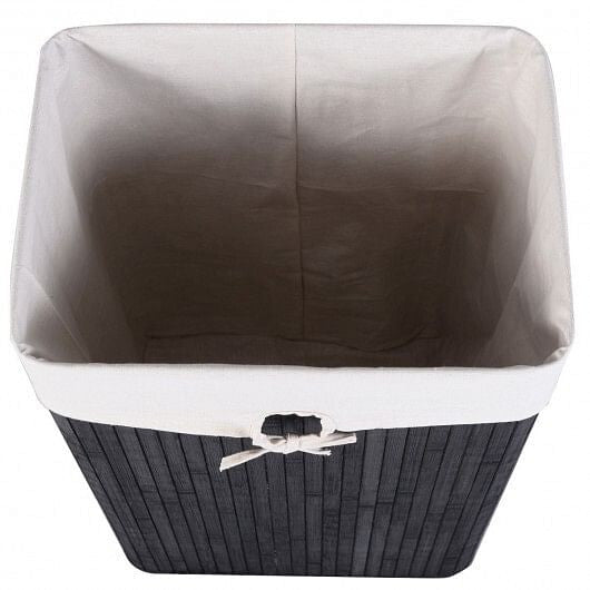 Rectangle Bamboo Hamper Laundry Basket Washing Cloth Bin Storage Bag Lid 3 color-Natural-3