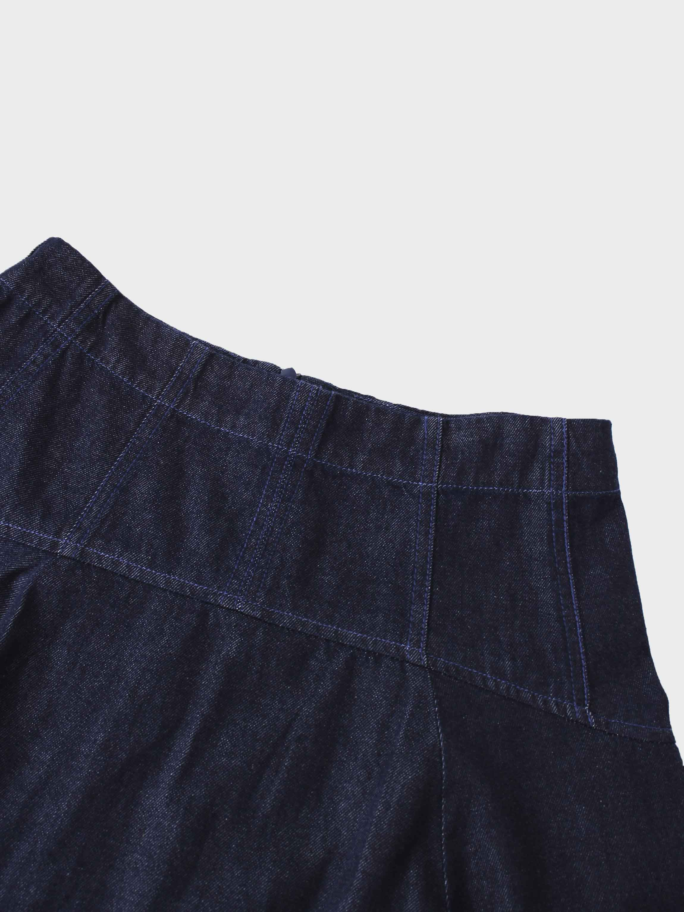 Yoke Denim Short Skirt-Blue-3