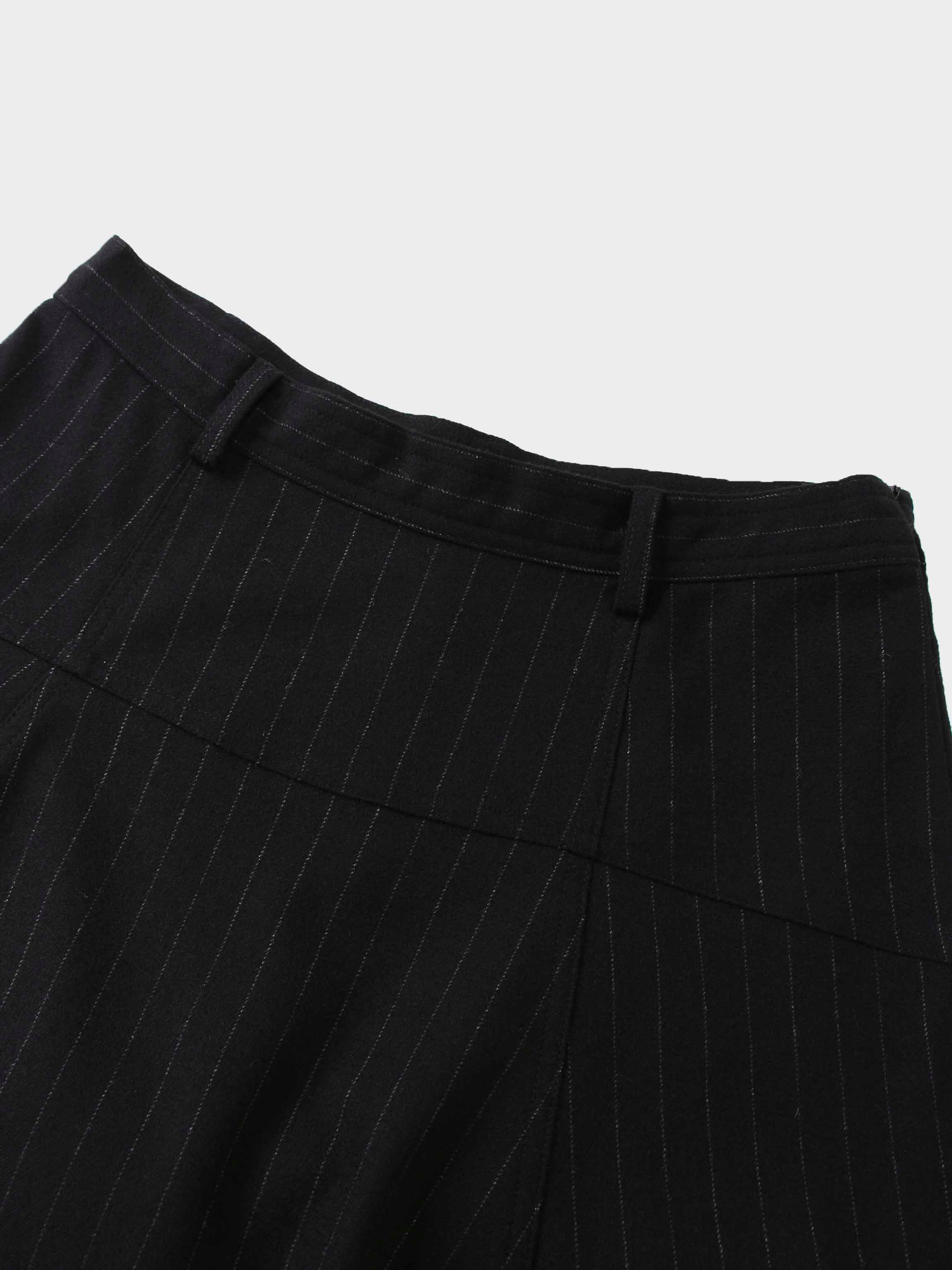 Wool Blend Yoke Skirt 37"-Black Pinstripe-3
