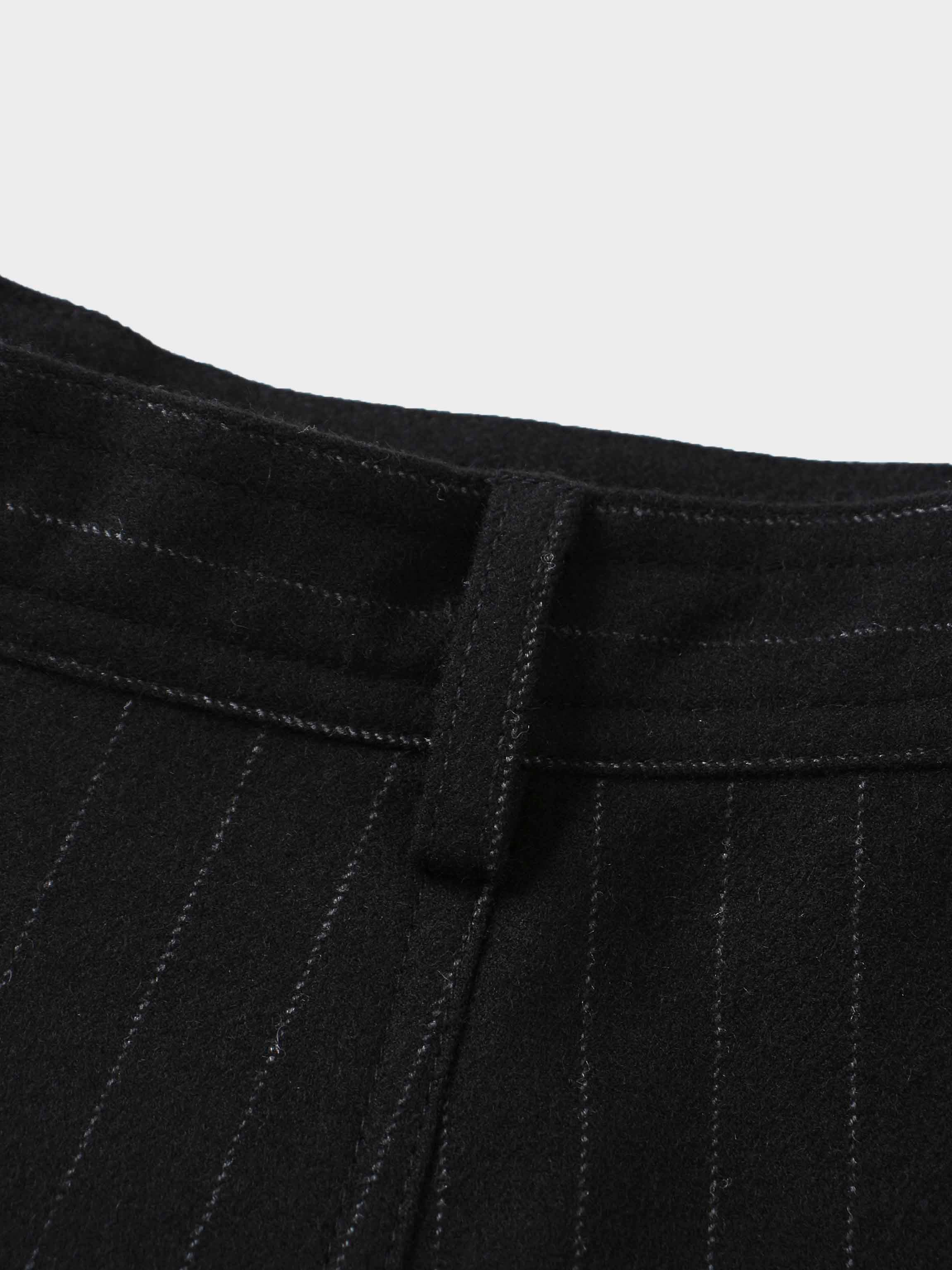 Wool Blend Yoke Skirt 37"-Black Pinstripe-4