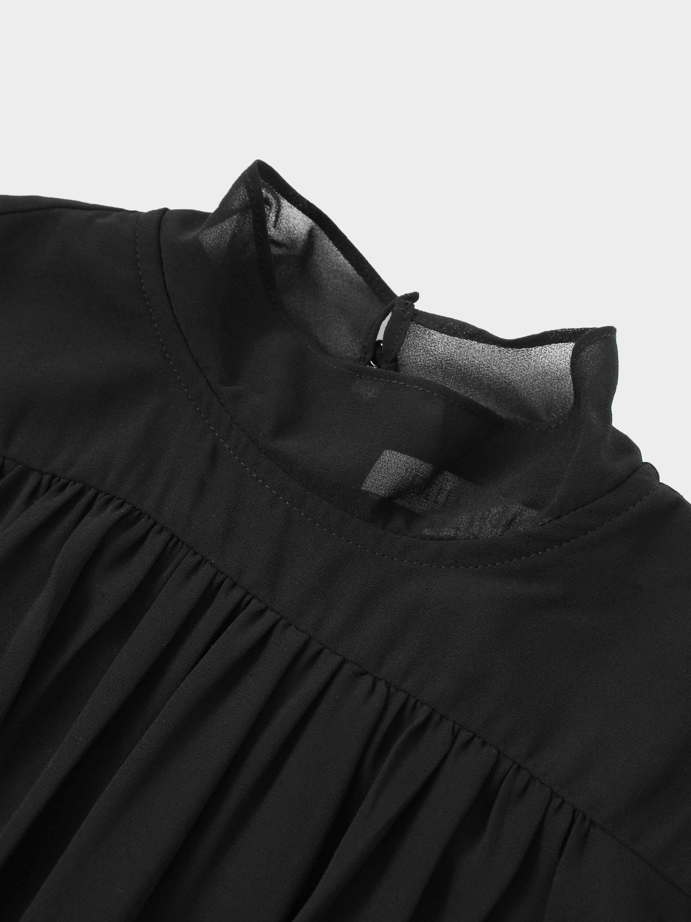 Asymmetrical Bottom Belted Dress-Black-2