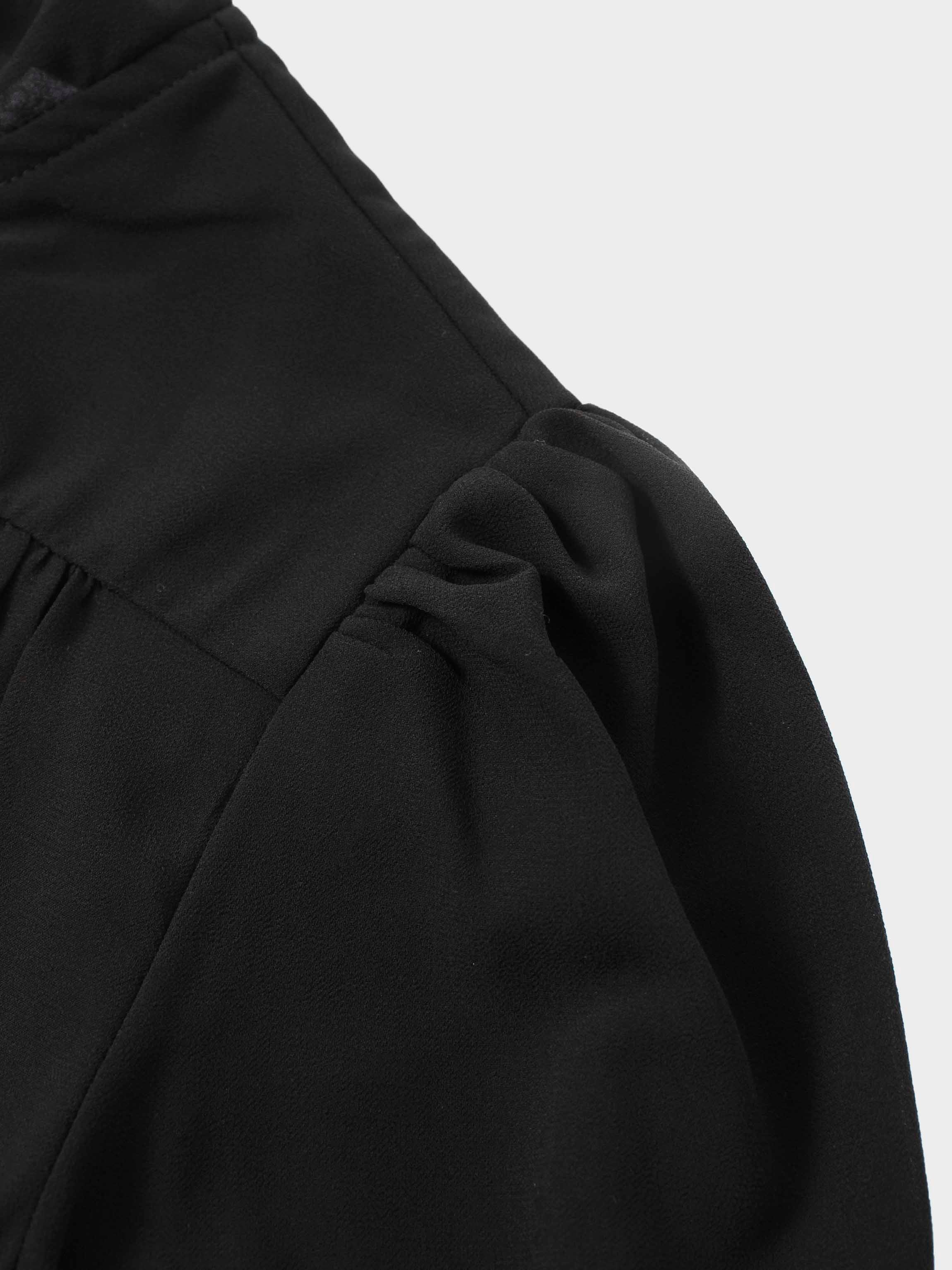 Asymmetrical Bottom Belted Dress-Black-4