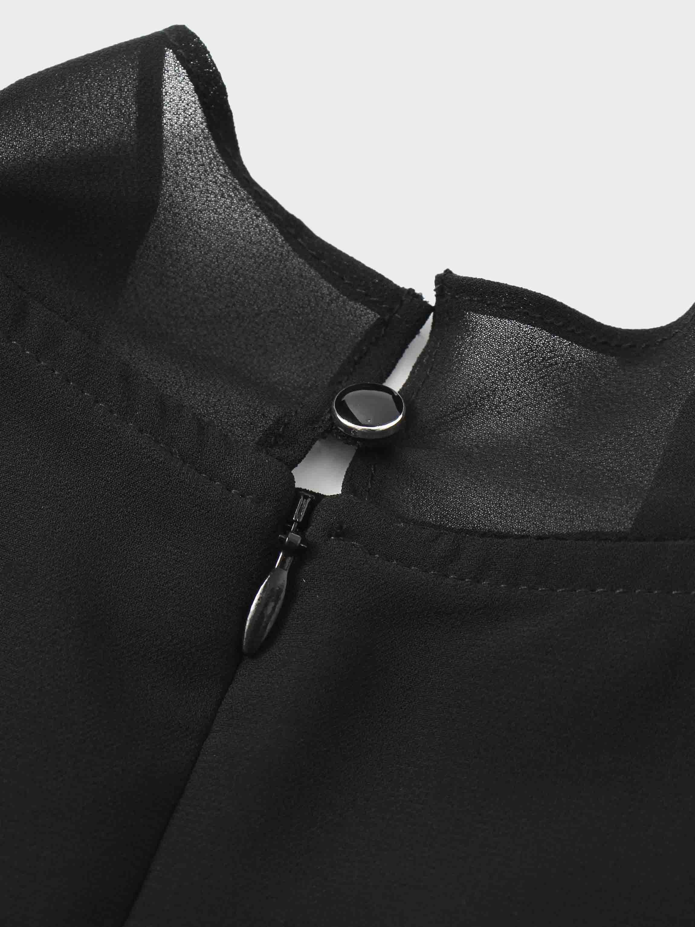Asymmetrical Bottom Belted Dress-Black-3