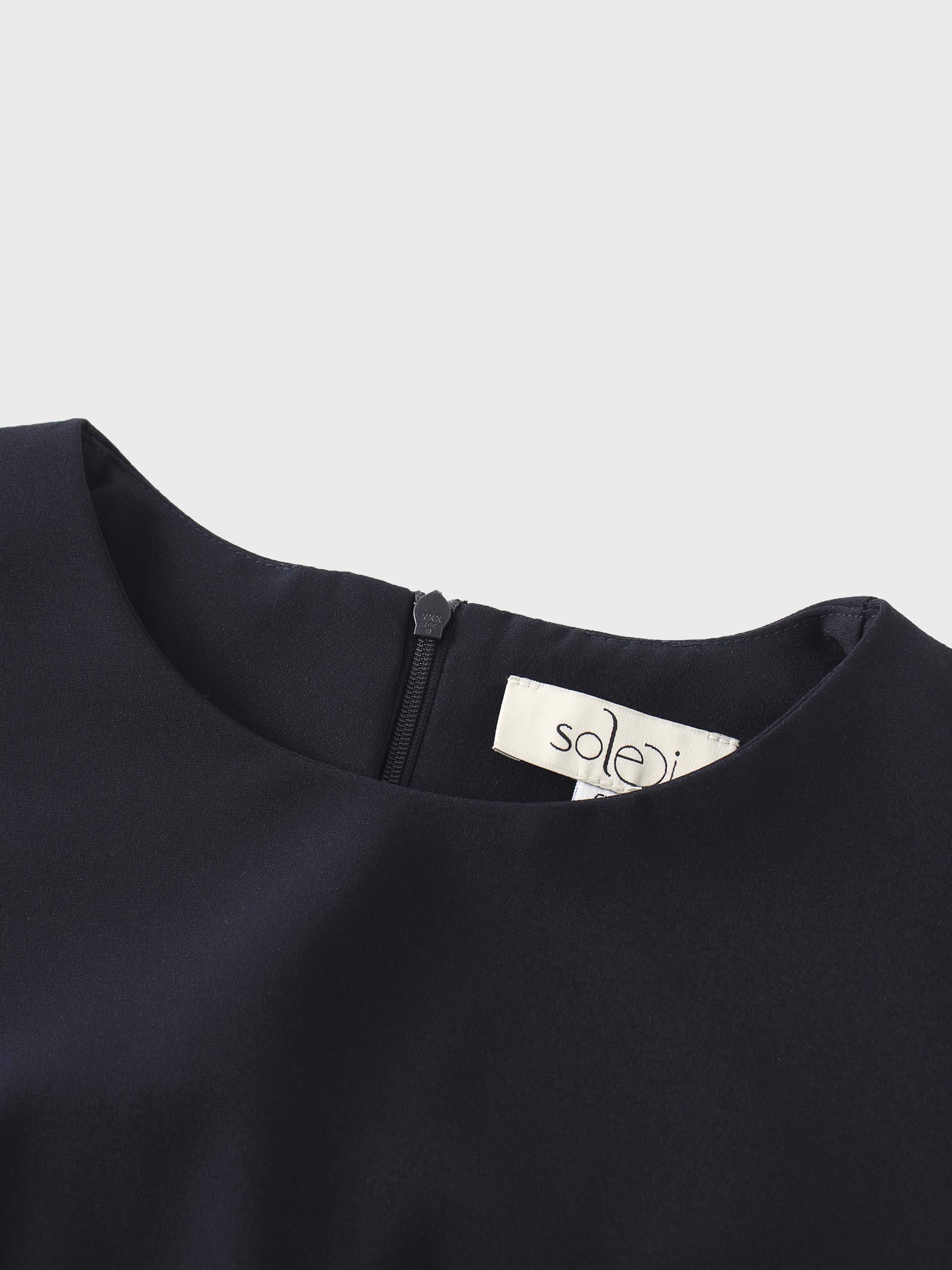 Crepe Slip Dress-Navy-2