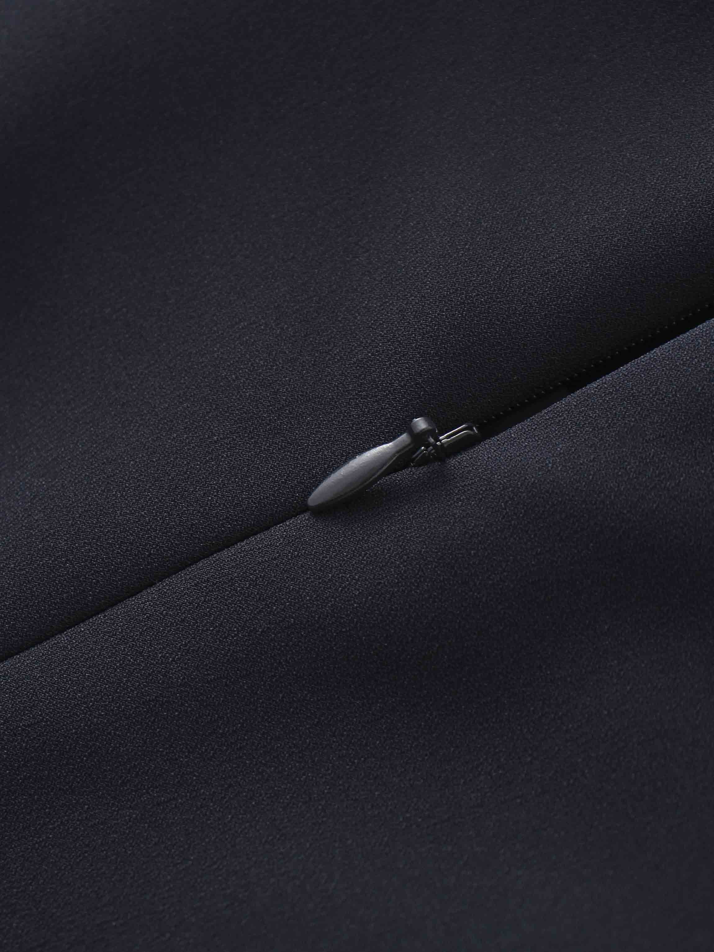 Crepe Slip Dress-Navy-4