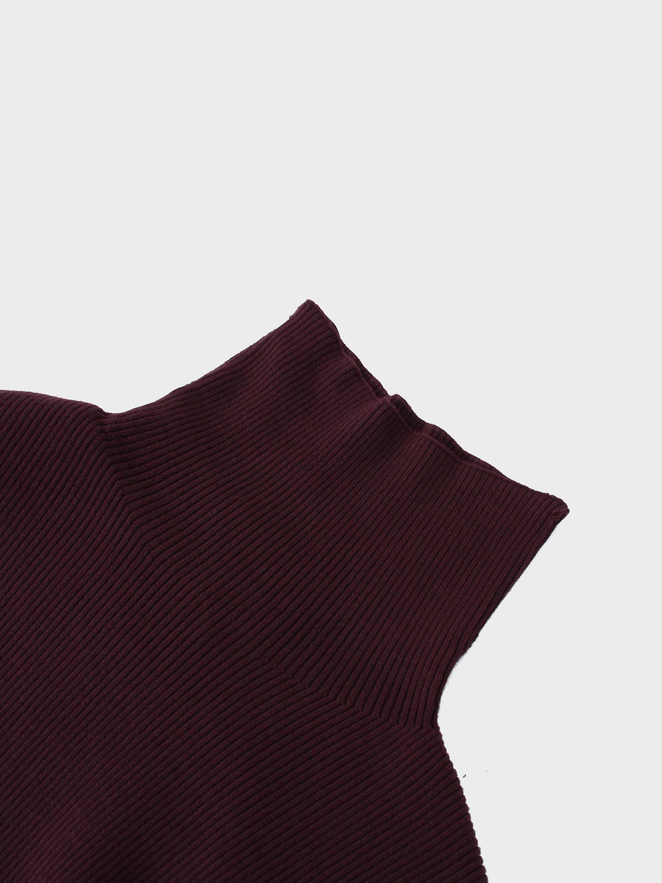 Knit Ribbed Turtleneck-Eggplant-3