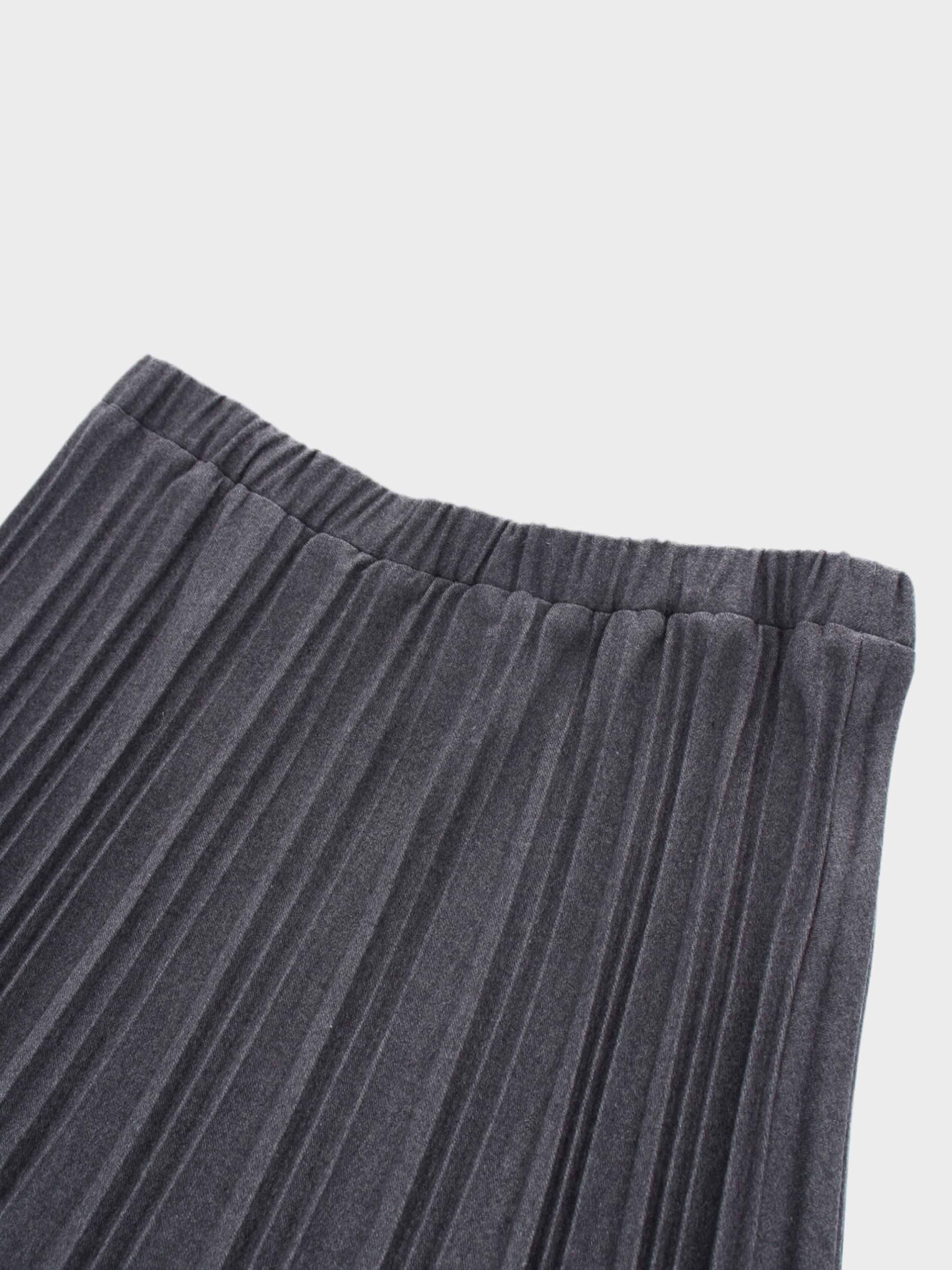 Wool Blend Pleated Skirt 25.5"-Dark Grey-4