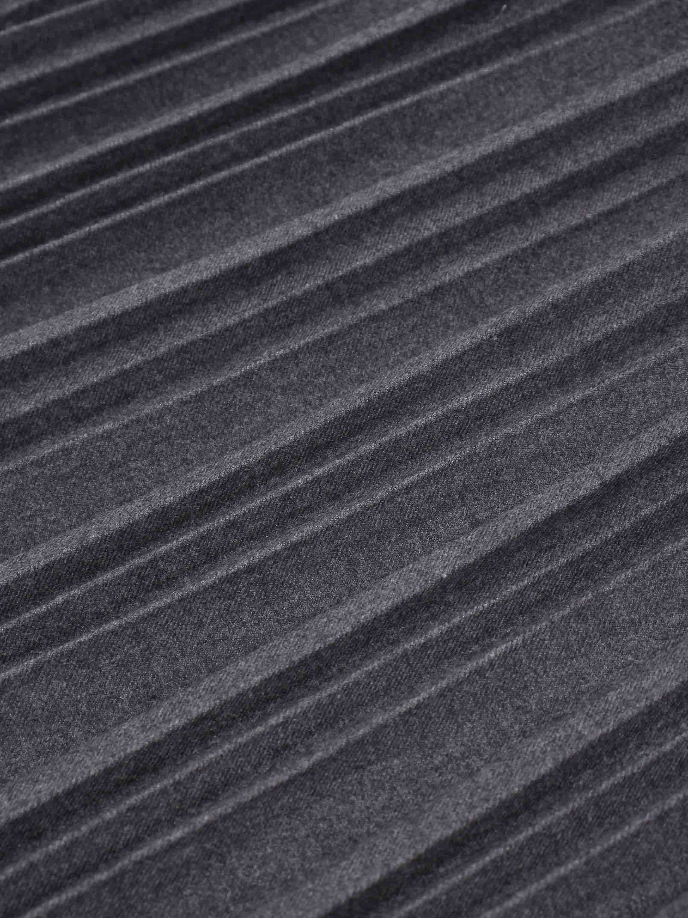 Wool Blend Pleated Skirt 25.5"-Dark Grey-3