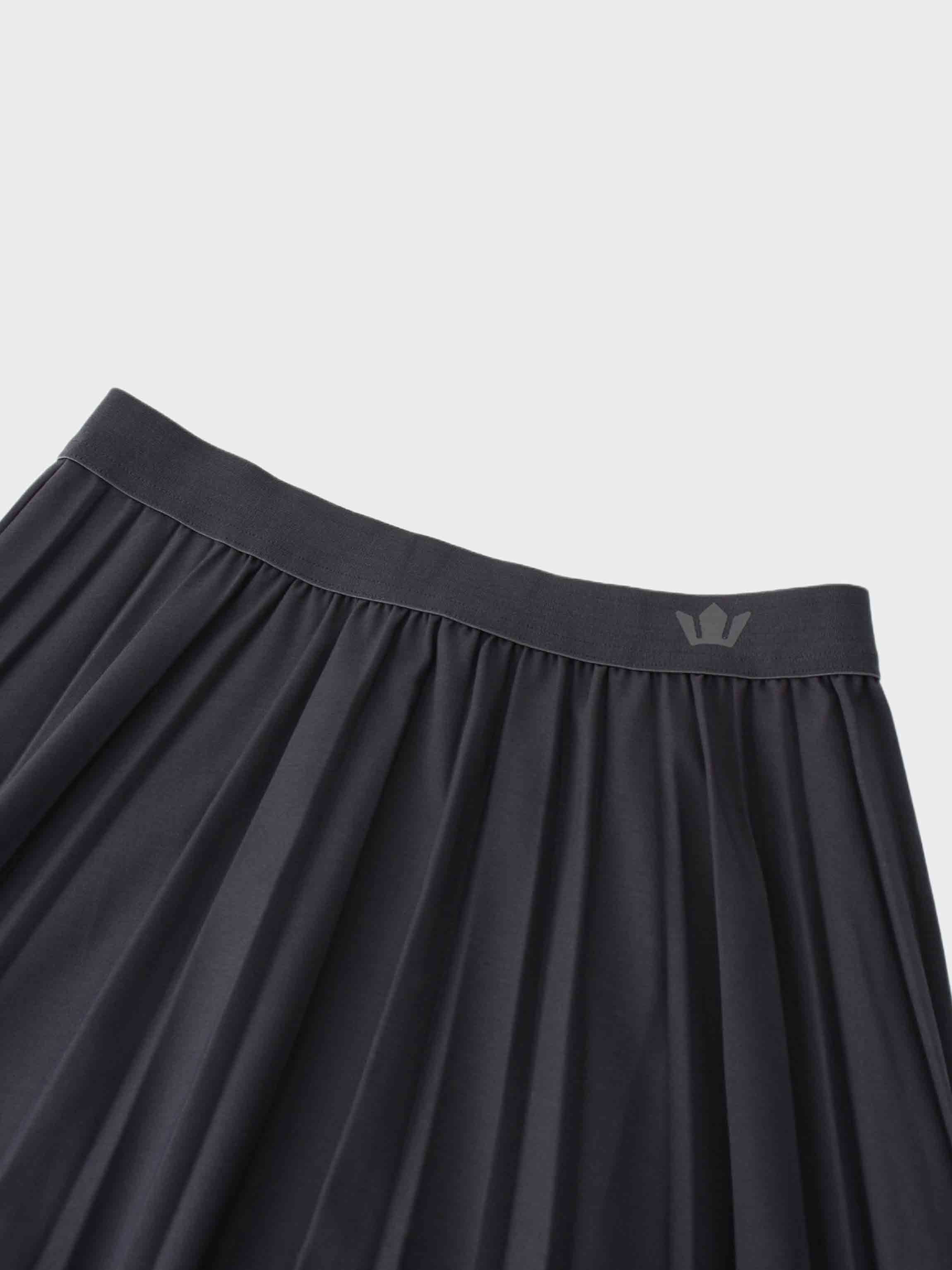 Pleated Skirt 35"-Dark Grey-3