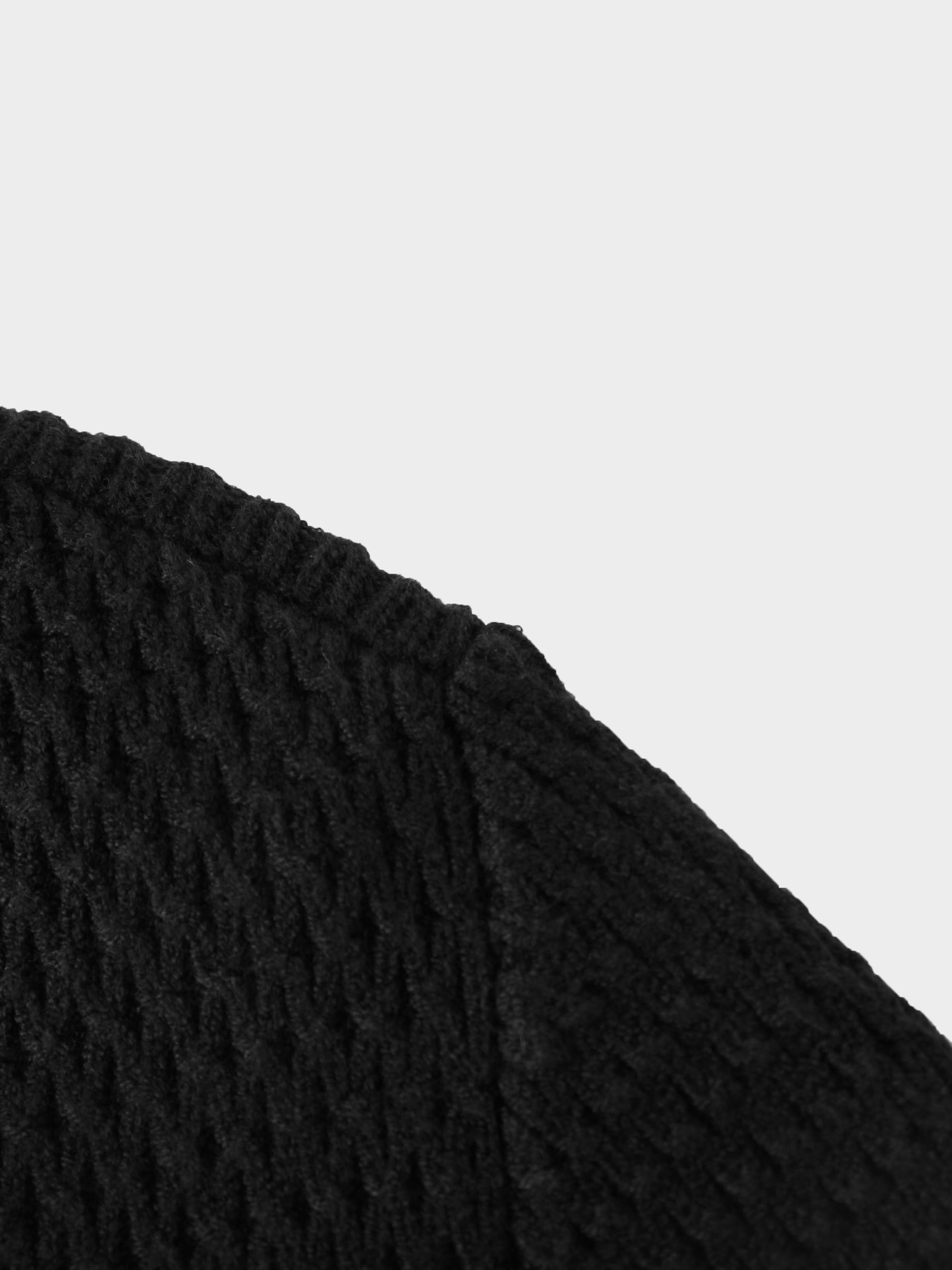 Textured Crew Cardigan-Black-3