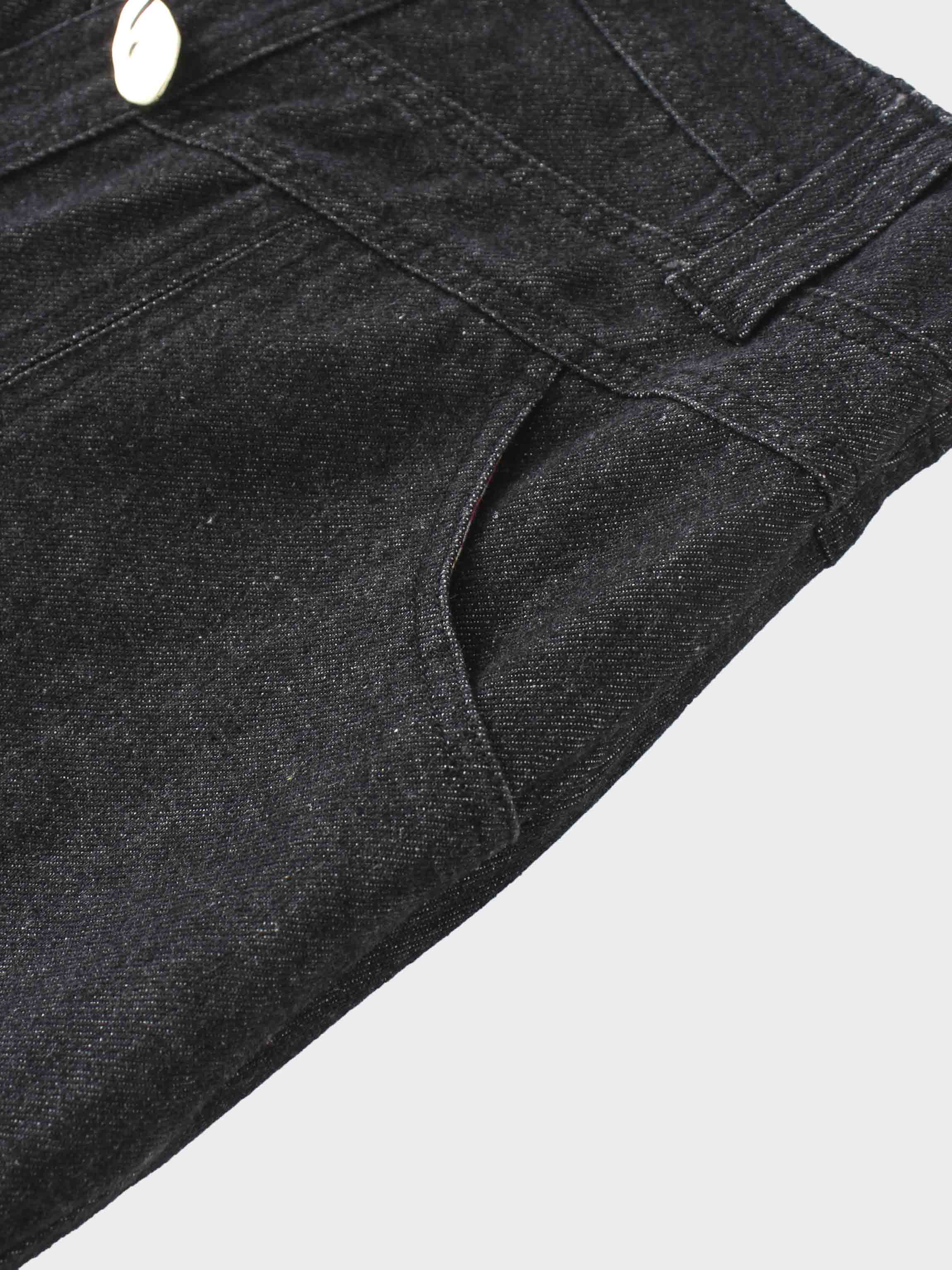 Button Design Denim Skirt-Black-4