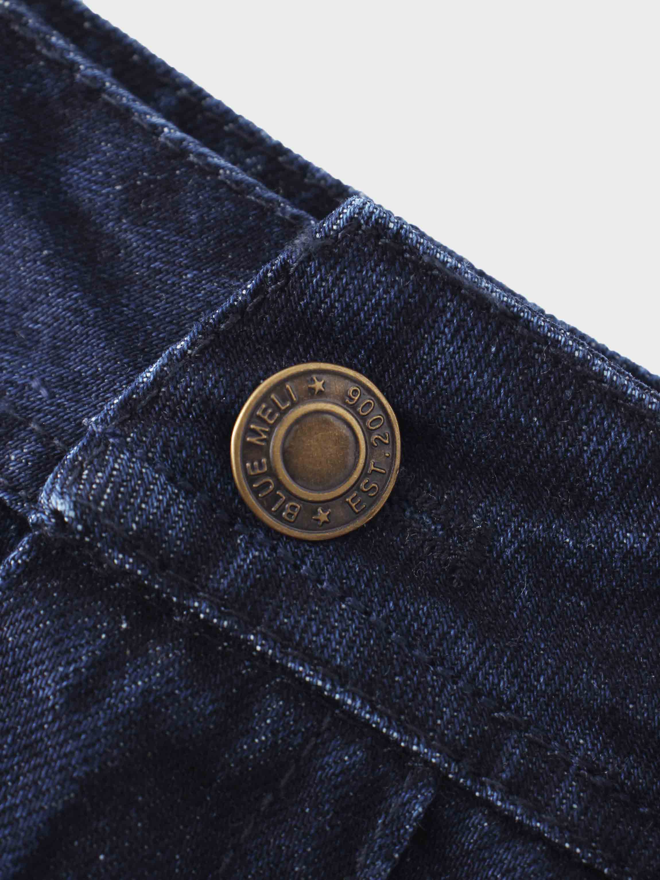 Denim Seamed Skirt-Dark Blue-4