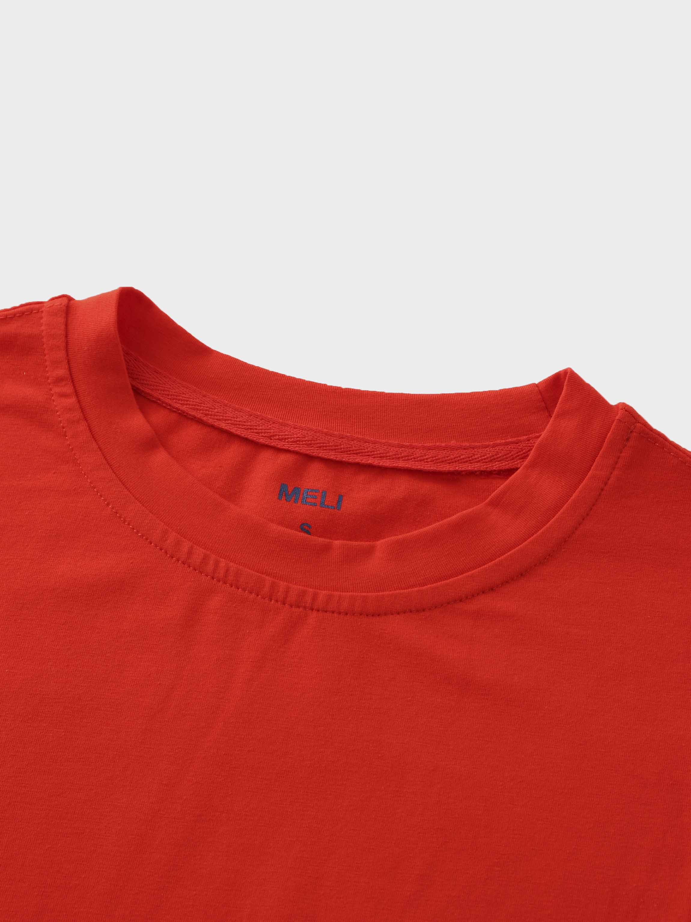 Oversized Rounded Hem T-Shirt-Orange-3