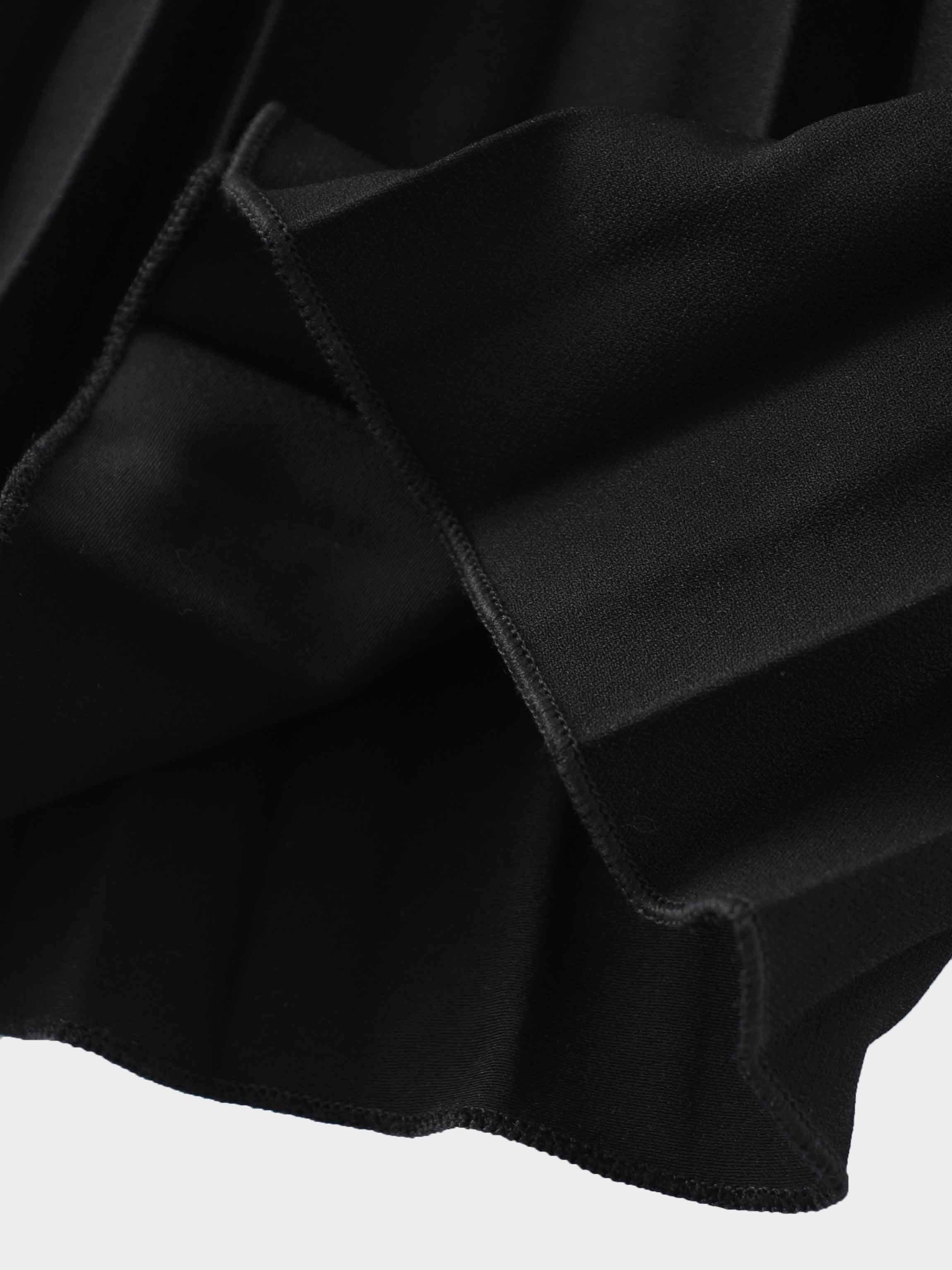 Crepe Pleated Maxi Skirt-Black-4