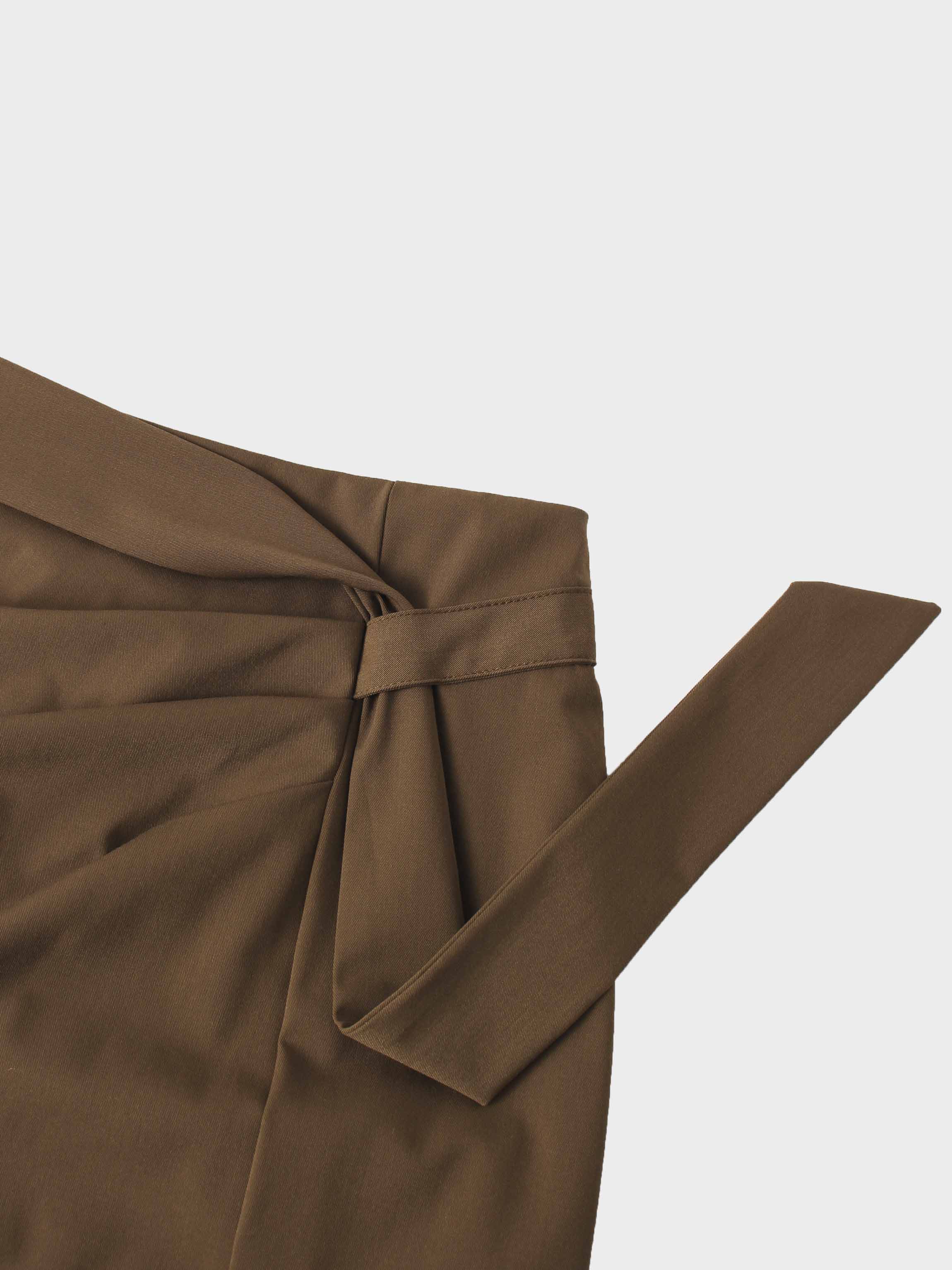 Side Loop Straight Maxi Skirt-Brown-4