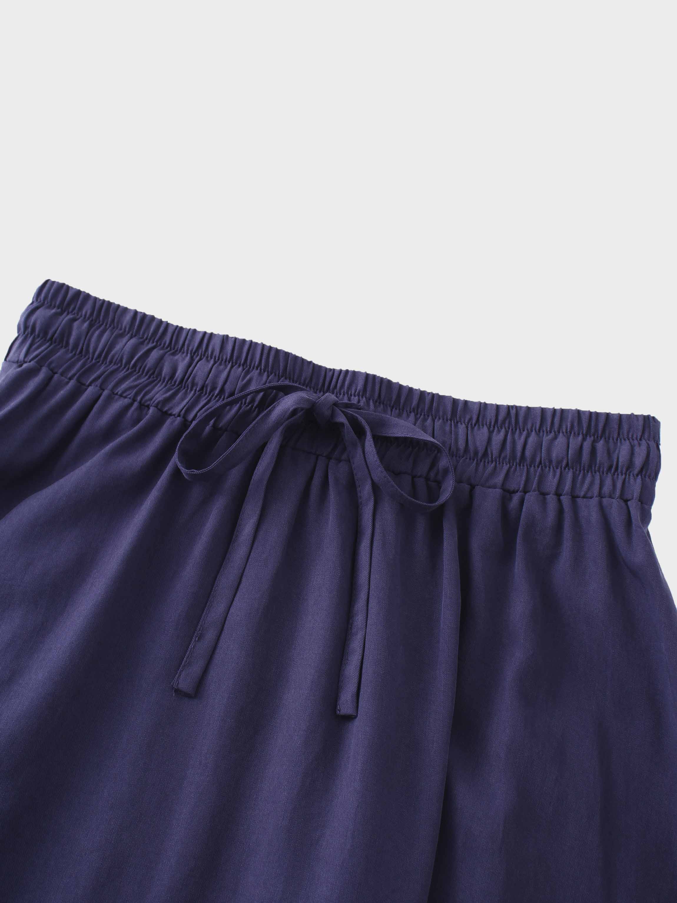 Drawstring Circle Skirt-Navy-2