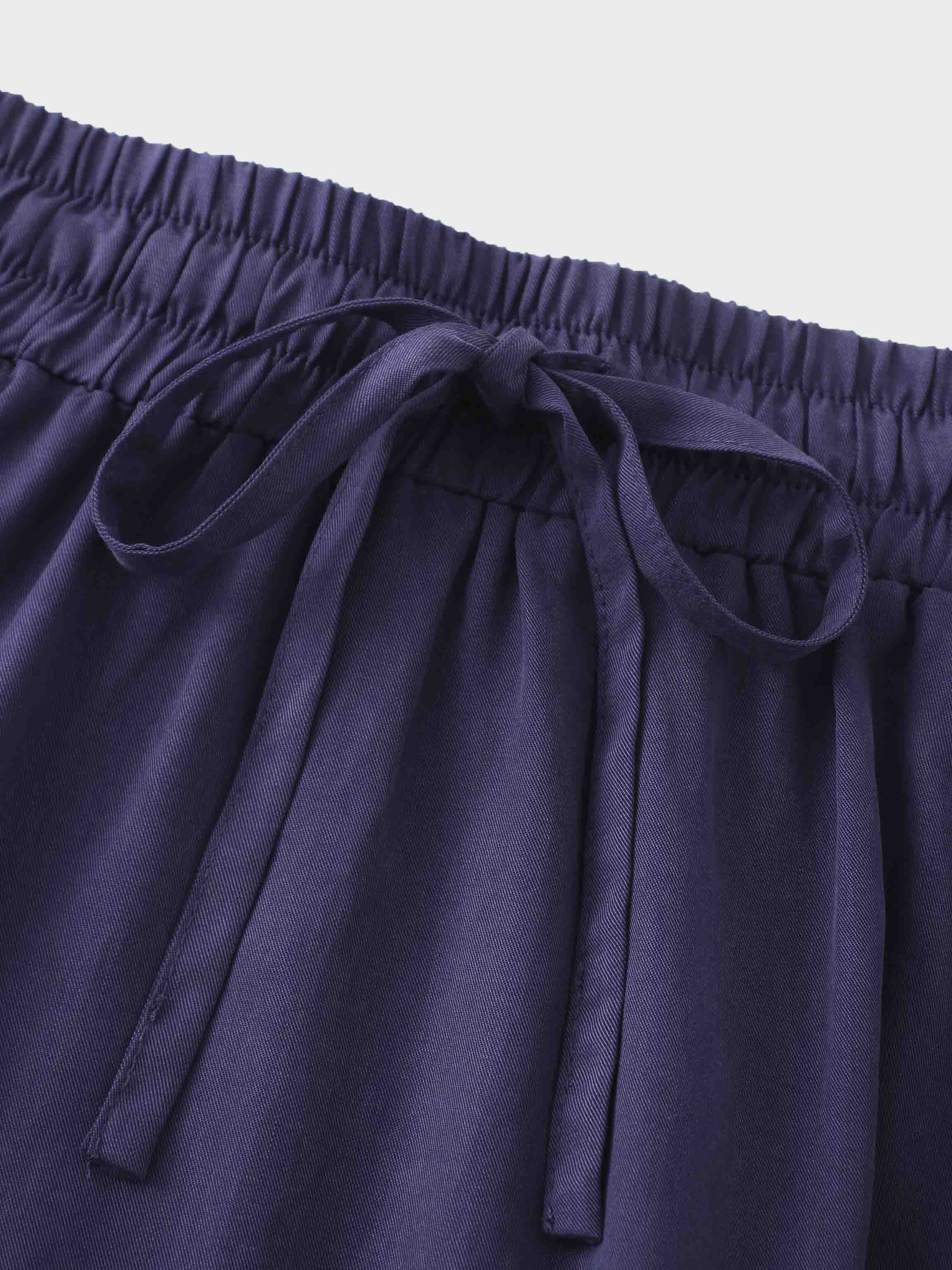 Drawstring Circle Skirt-Navy-3