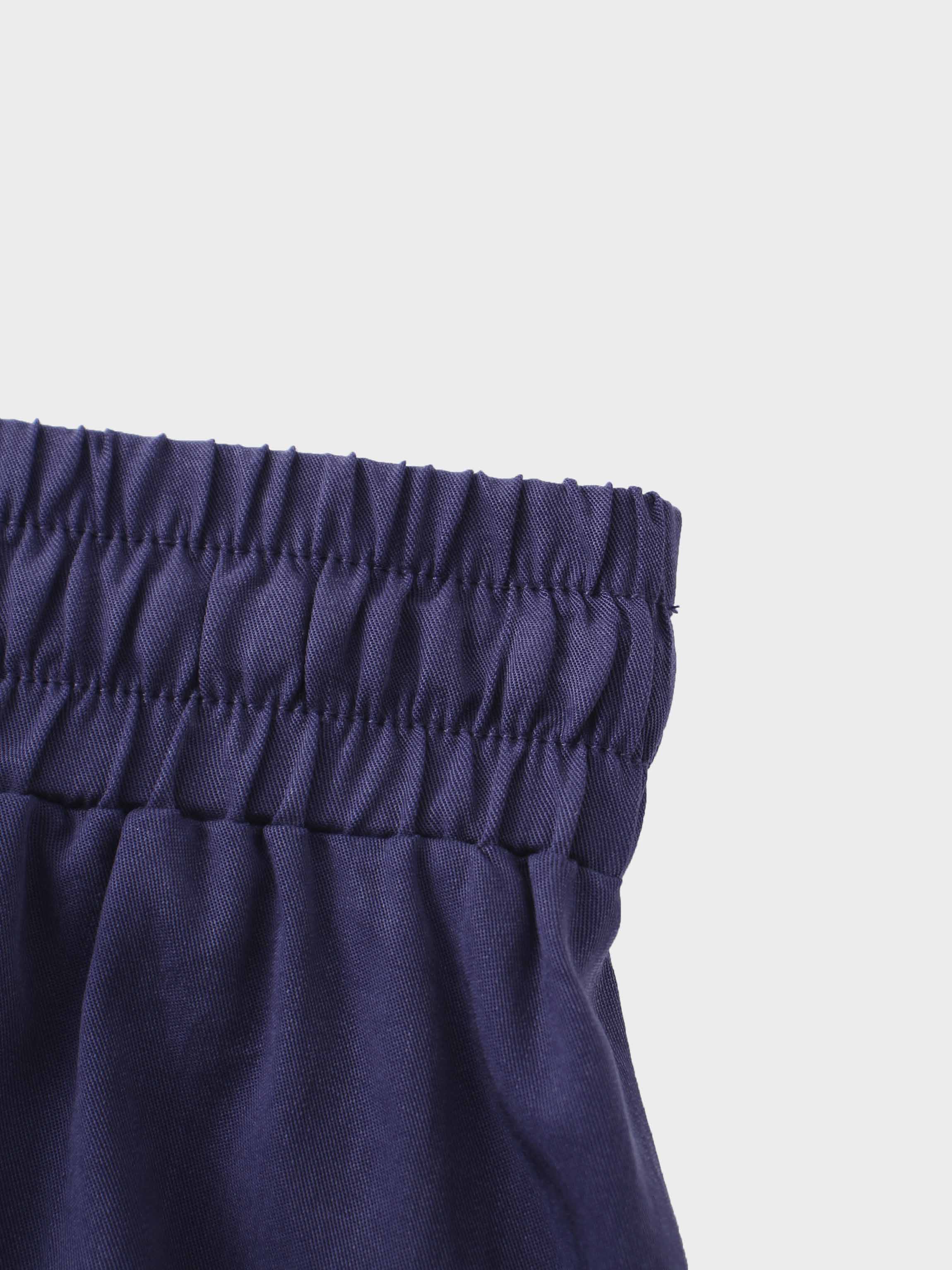 Drawstring Circle Skirt-Navy-4
