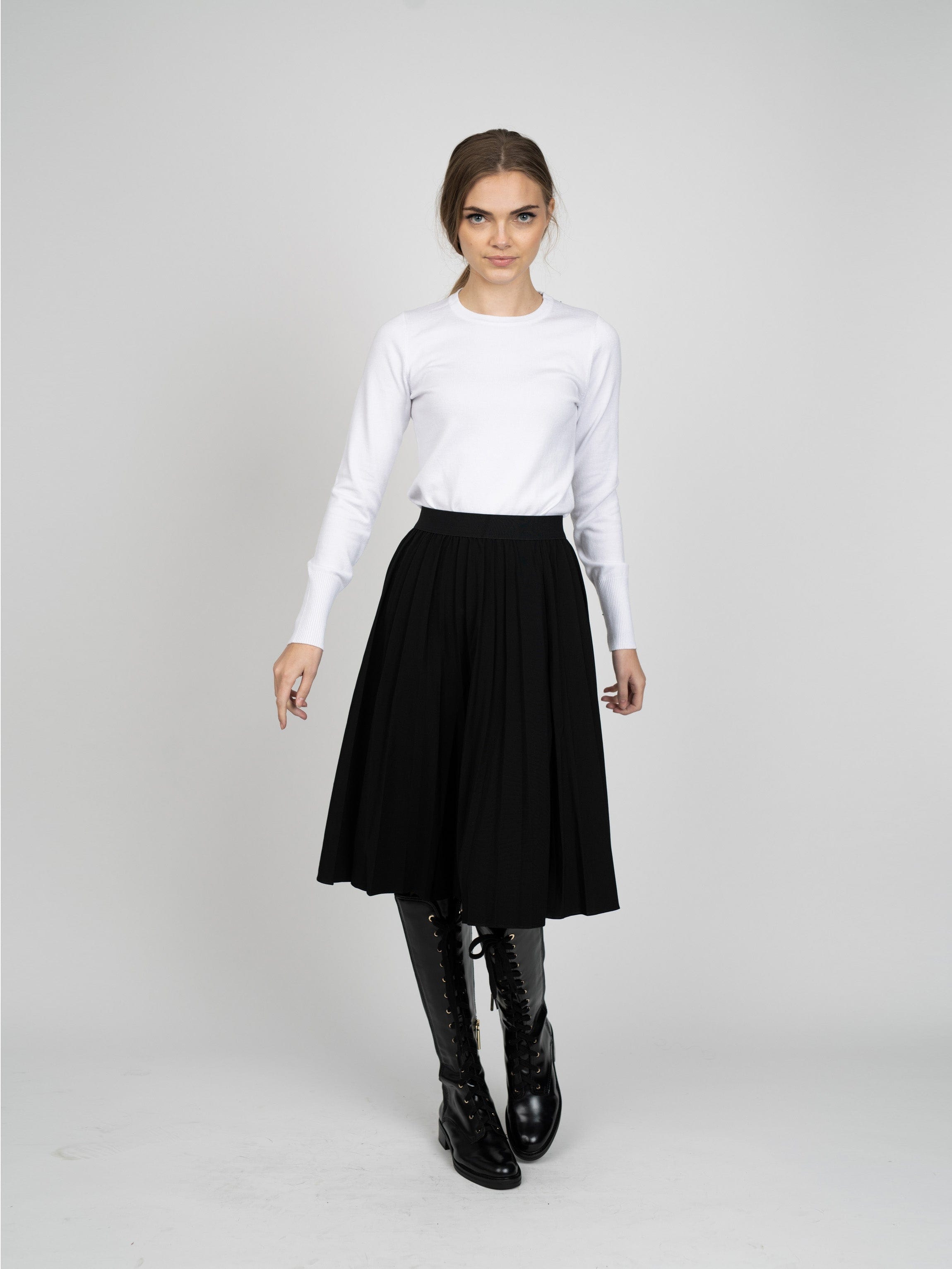 PLEATED SKIRT 24"-BLACK-0