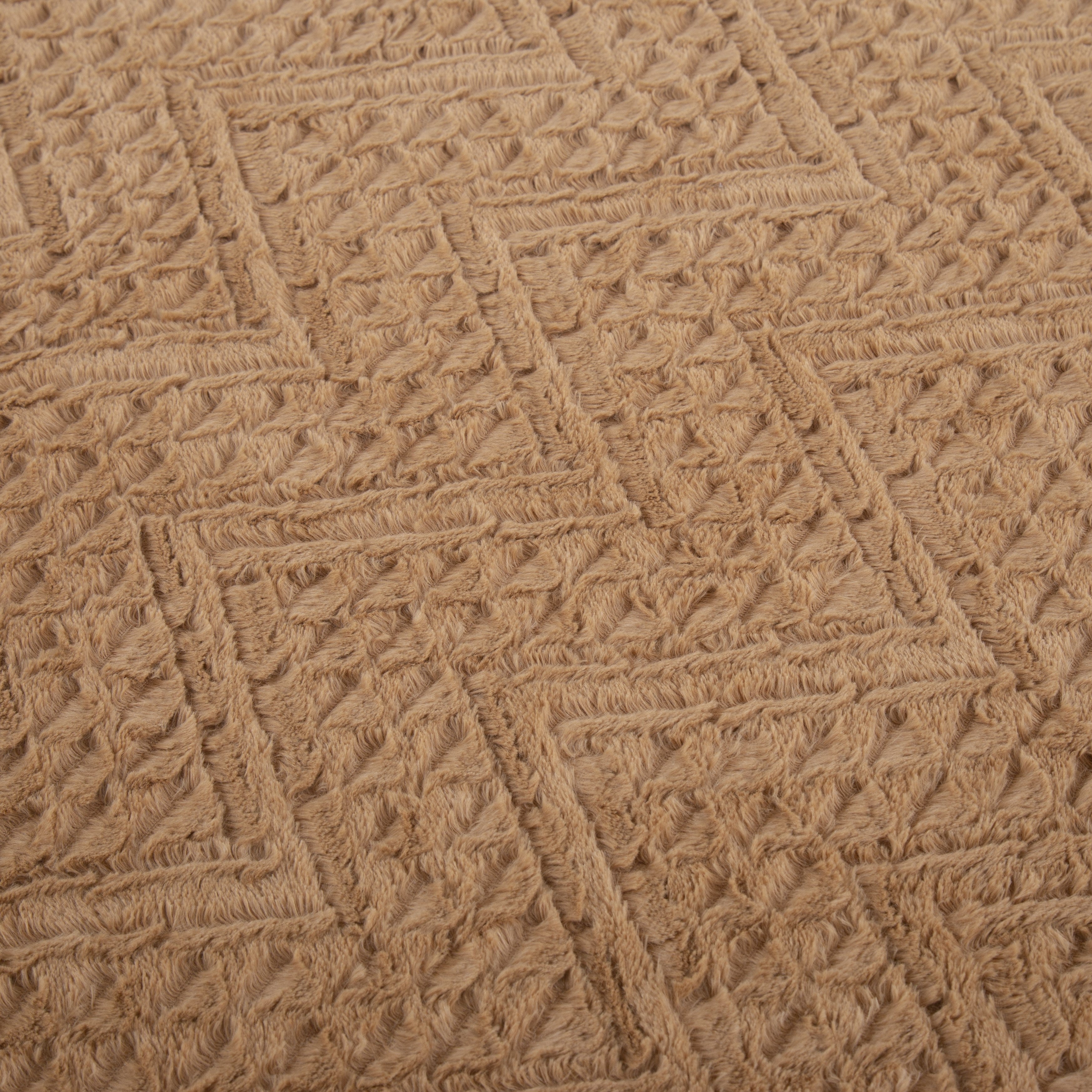Tache Caramel Brown Faux Fur Throw Blanket Chevron Geometric Embossed (#10)-1
