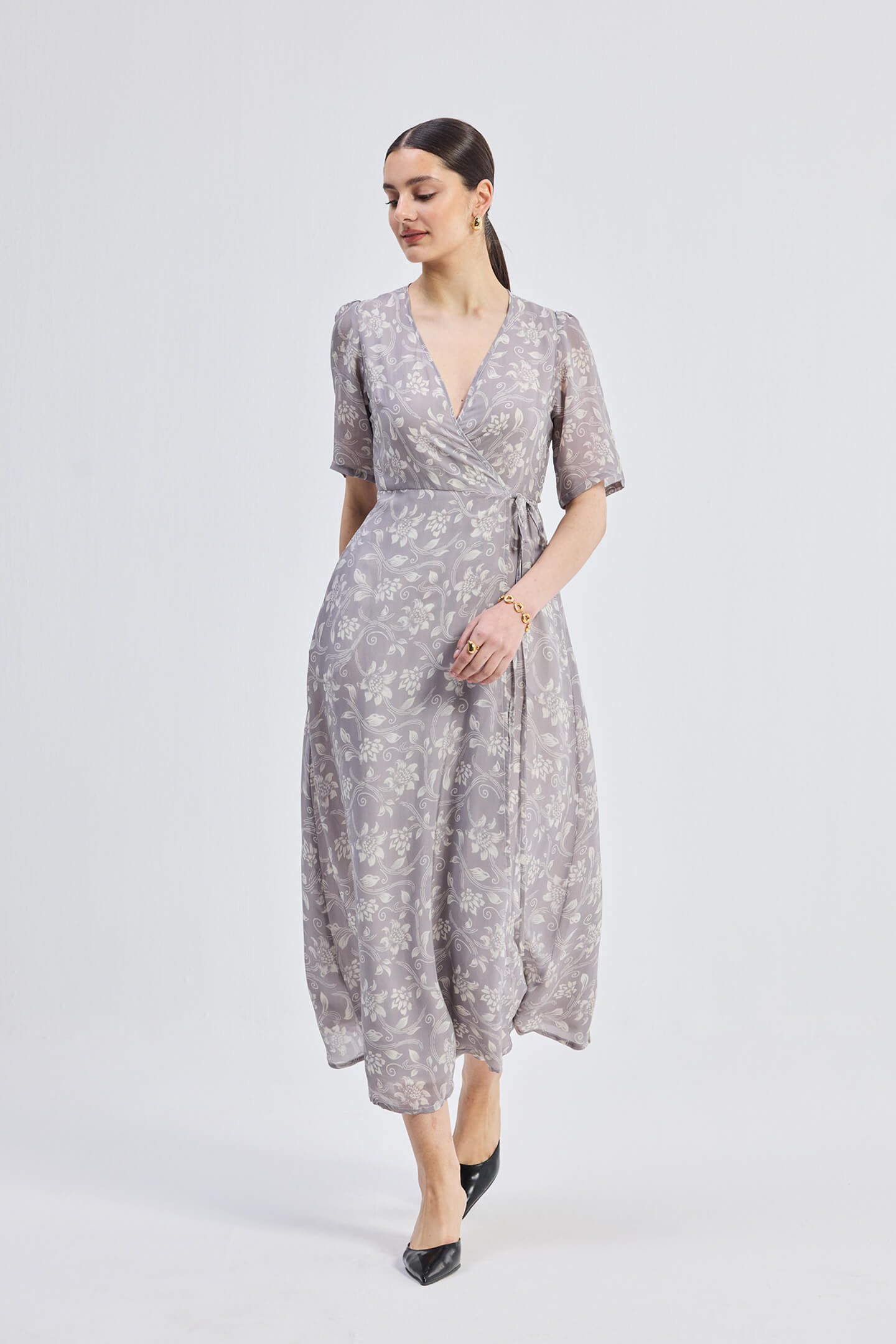 Maxi Wrap Floral dress in Vintage Vines-4