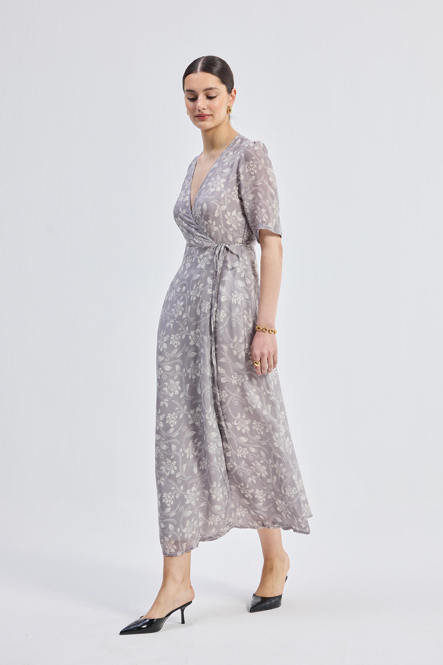 Maxi Wrap Floral dress in Vintage Vines-0