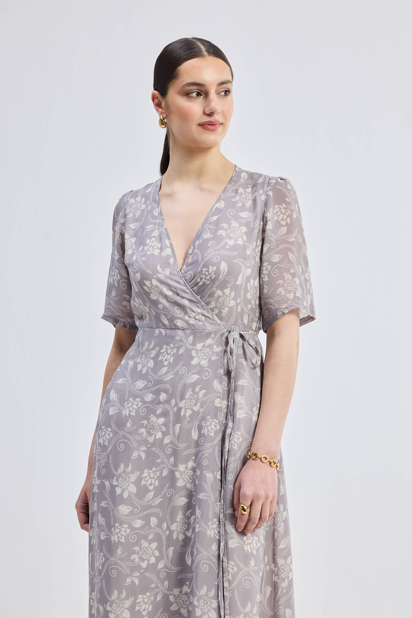 Maxi Wrap Floral dress in Vintage Vines-2