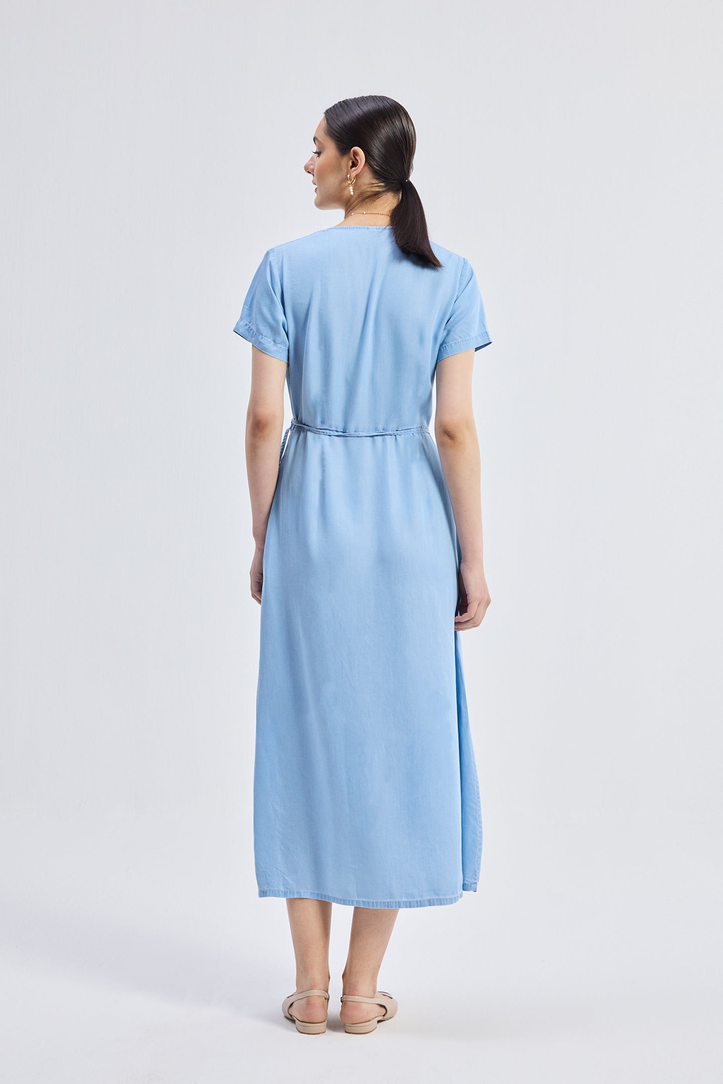 Maxi Wrap Dress in Light Blue-1