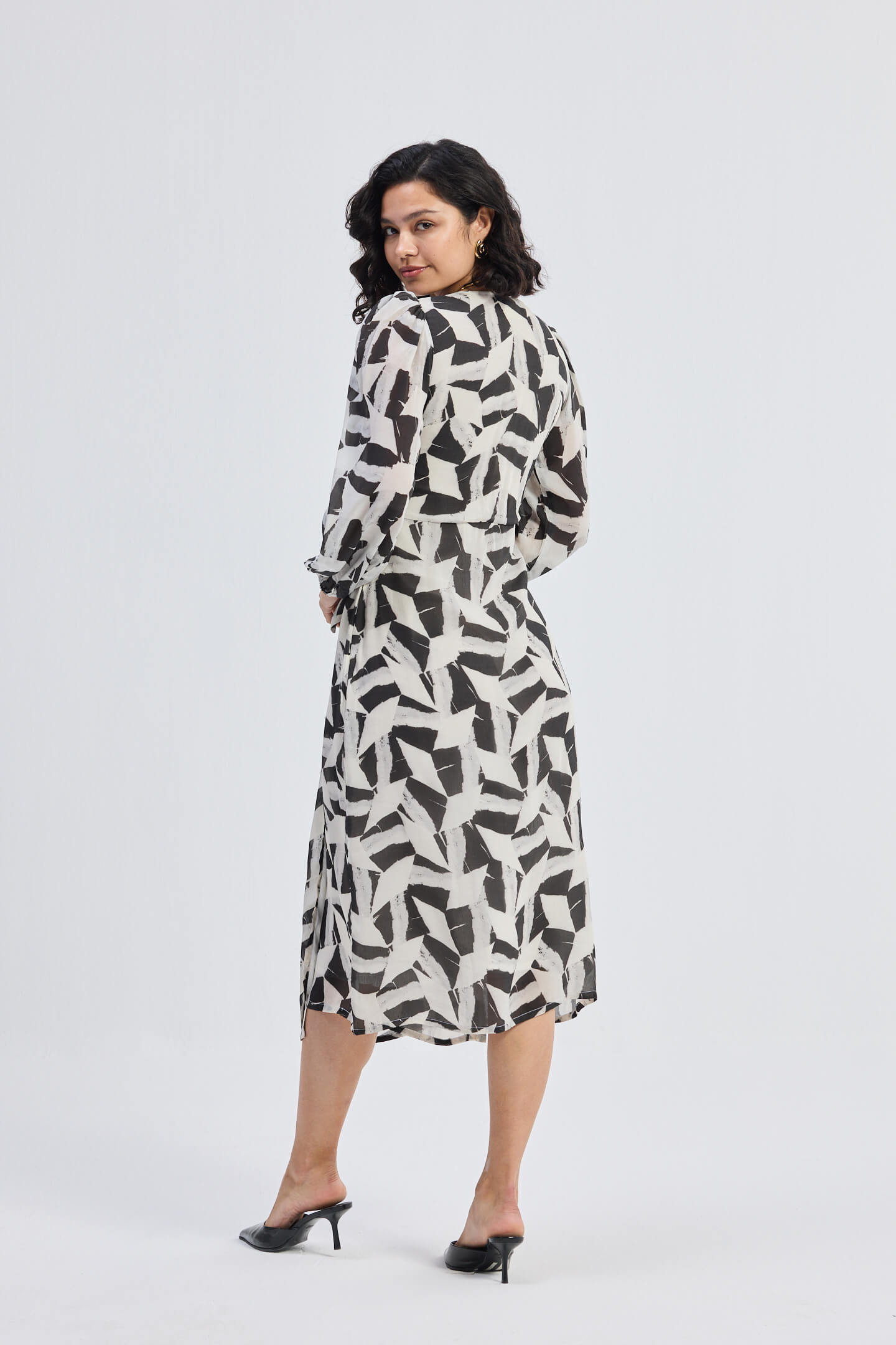 Midi Wrap Dress in Abstract Mosaic-1