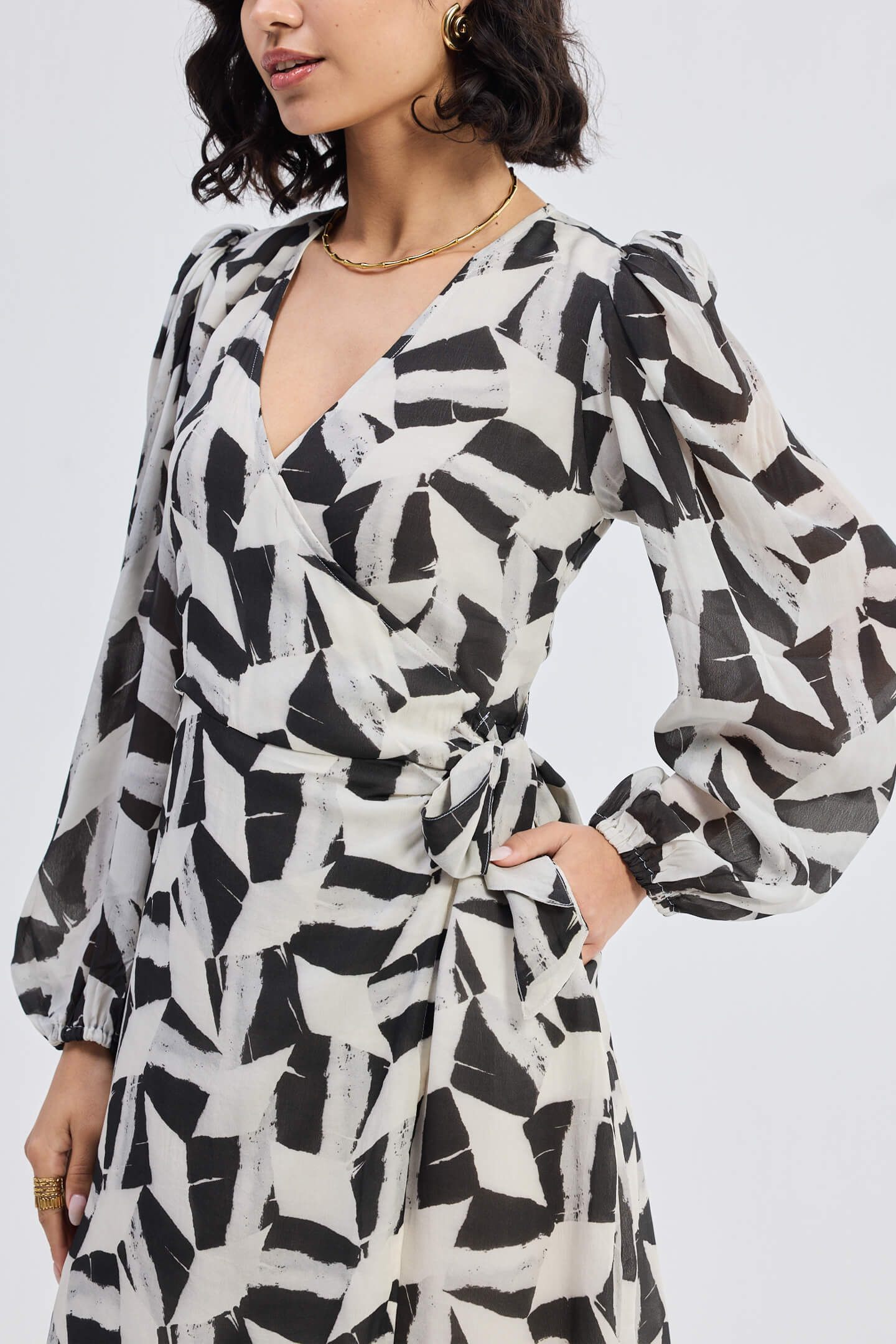 Midi Wrap Dress in Abstract Mosaic-3