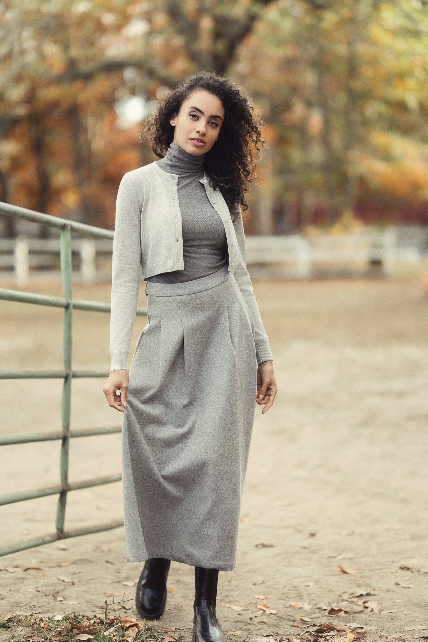 Solid Crew Crop Cardigan-Light Grey-0