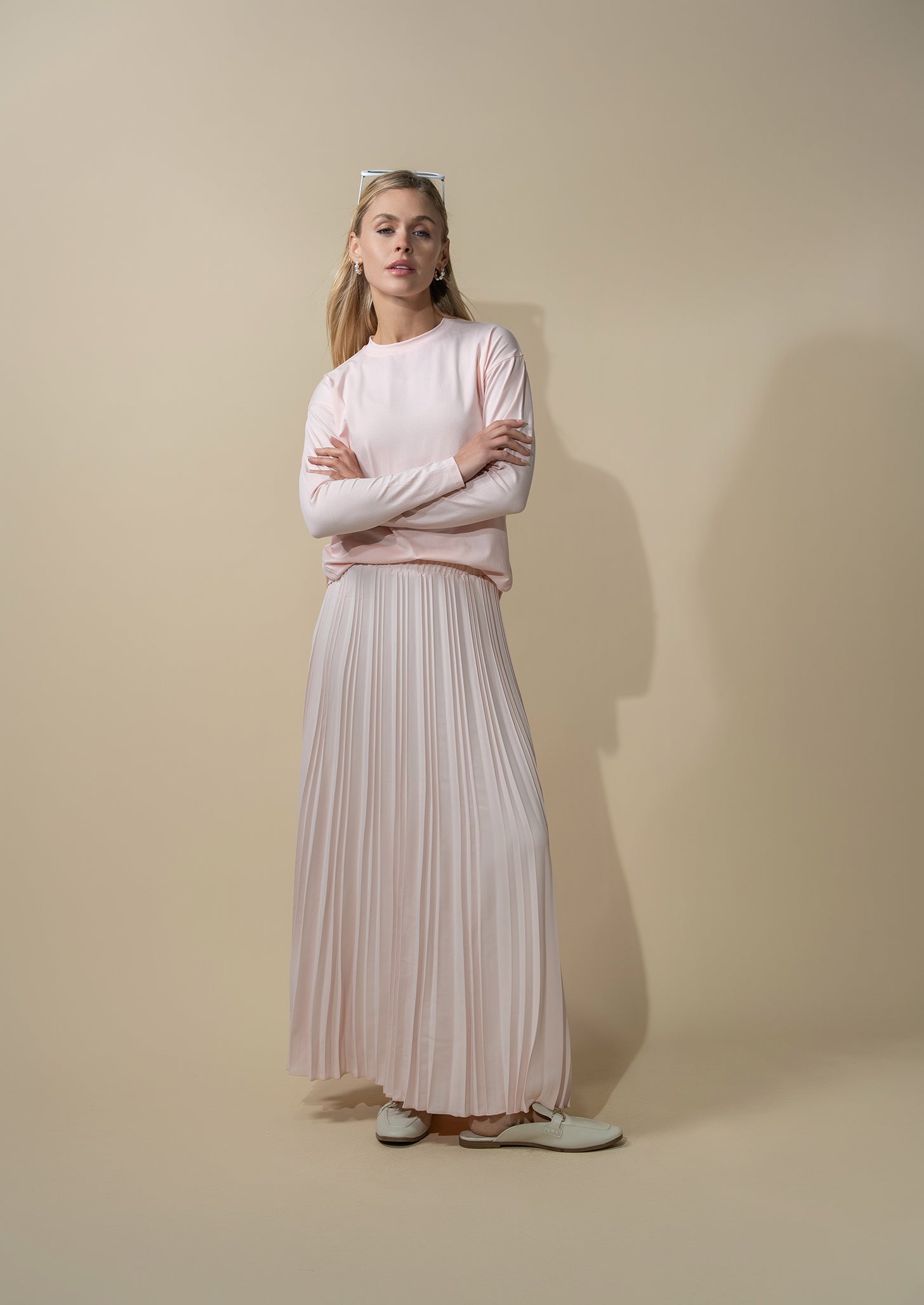 Oversized Rounded Hem T-Shirt-Perfect Pink-0