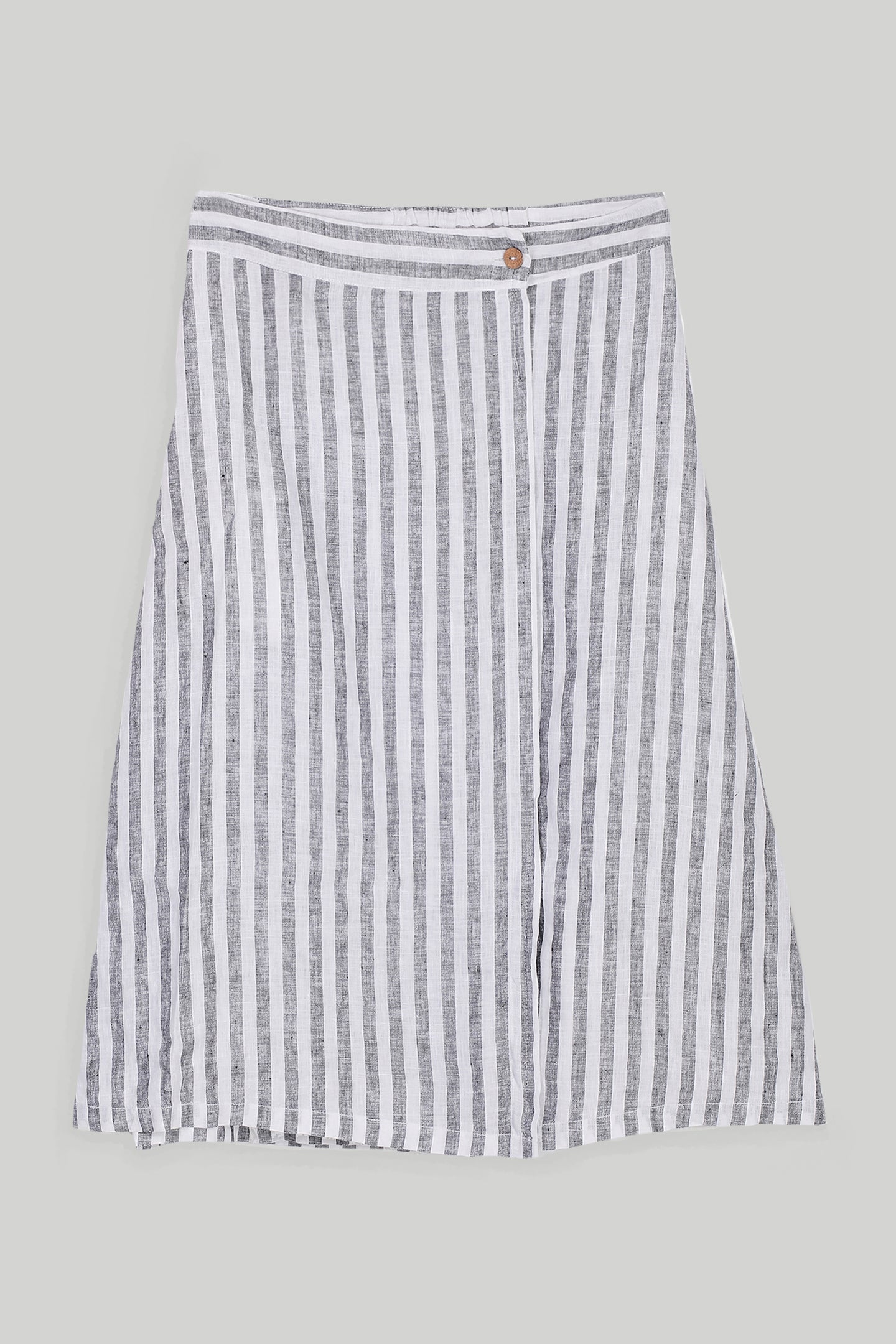 Overlap Midi Skirt in Linen Stripes-4