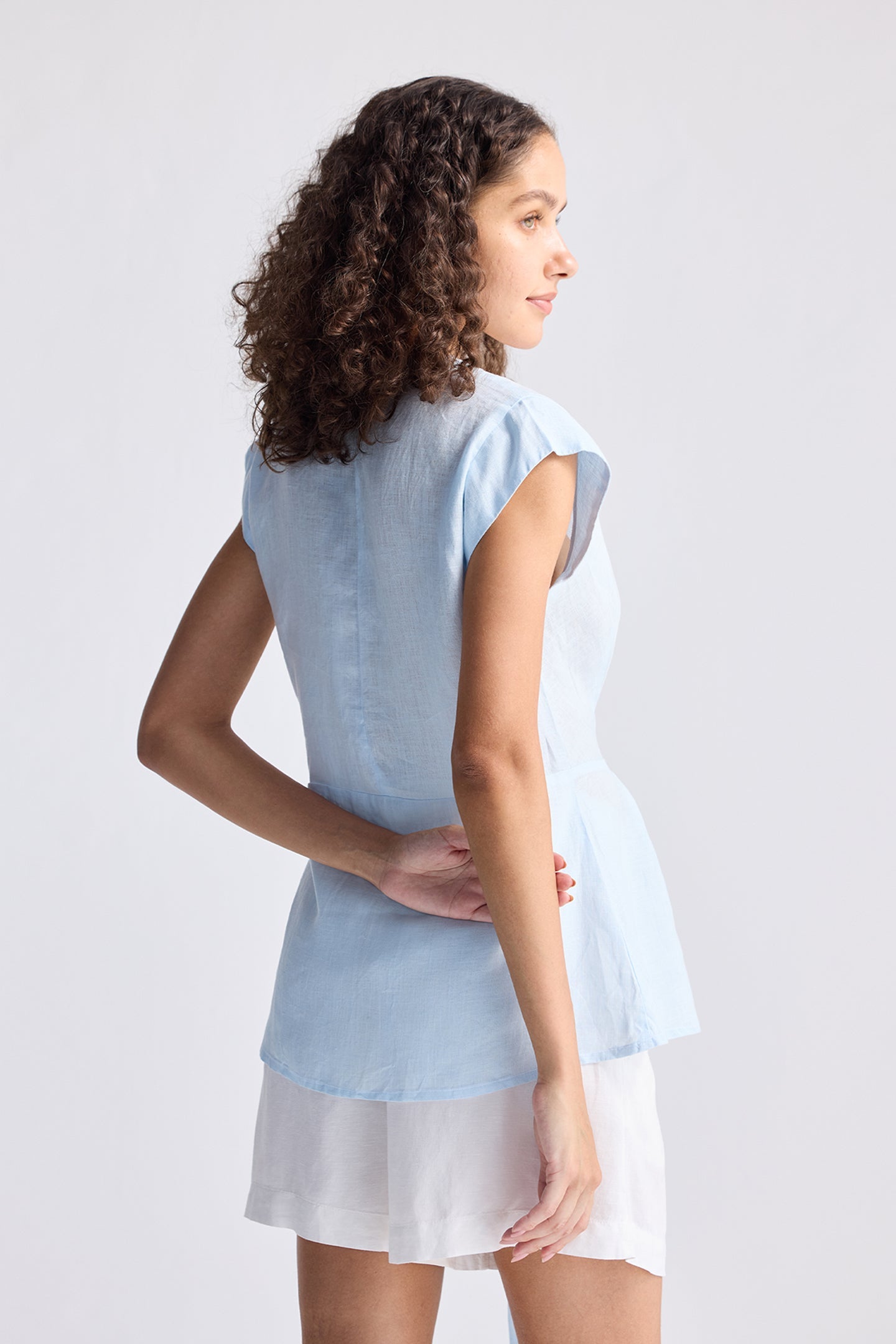 Power Moves Short Sleeve Top In Blue-1