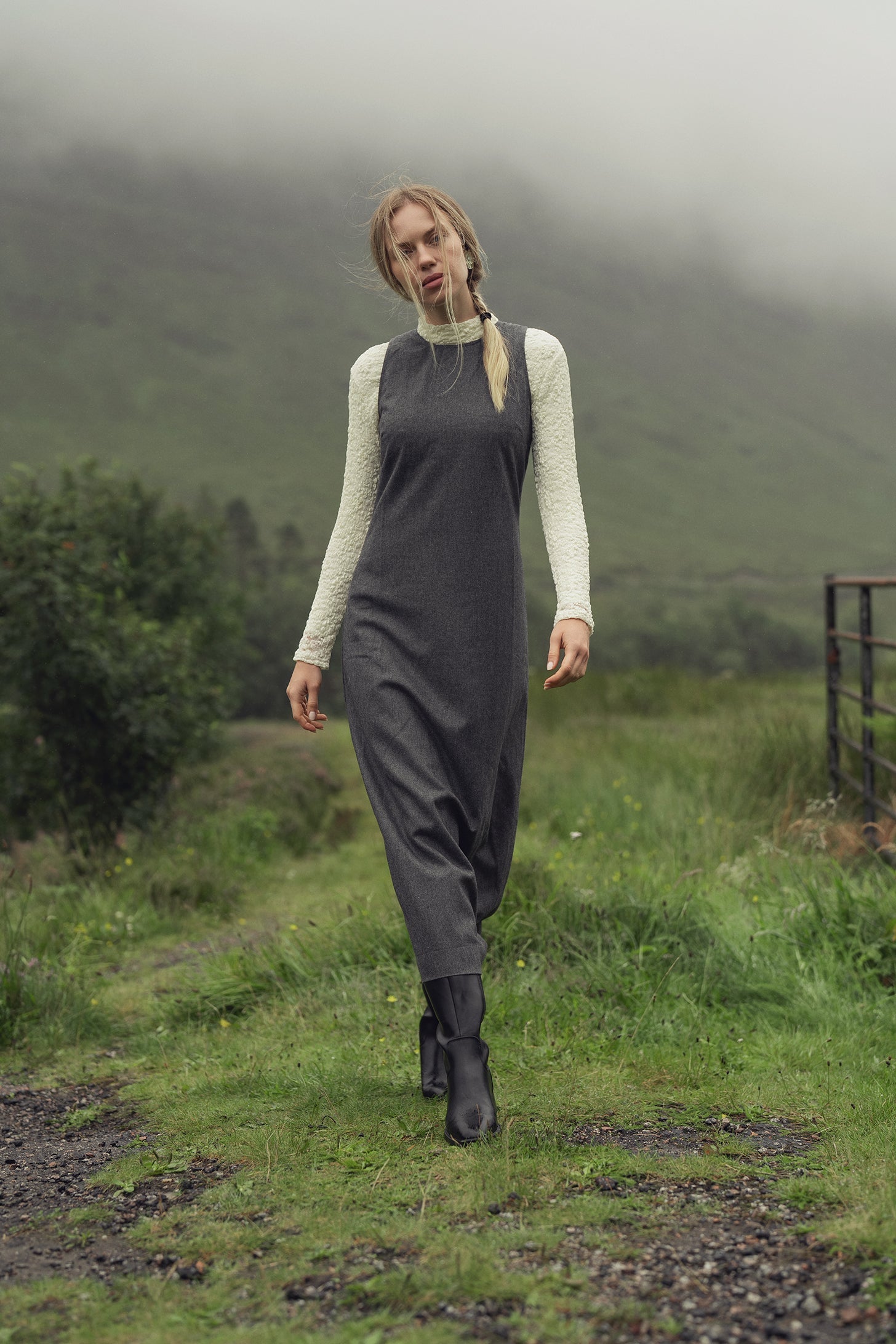 Basic Wool Blend Slip Dress-Grey-0