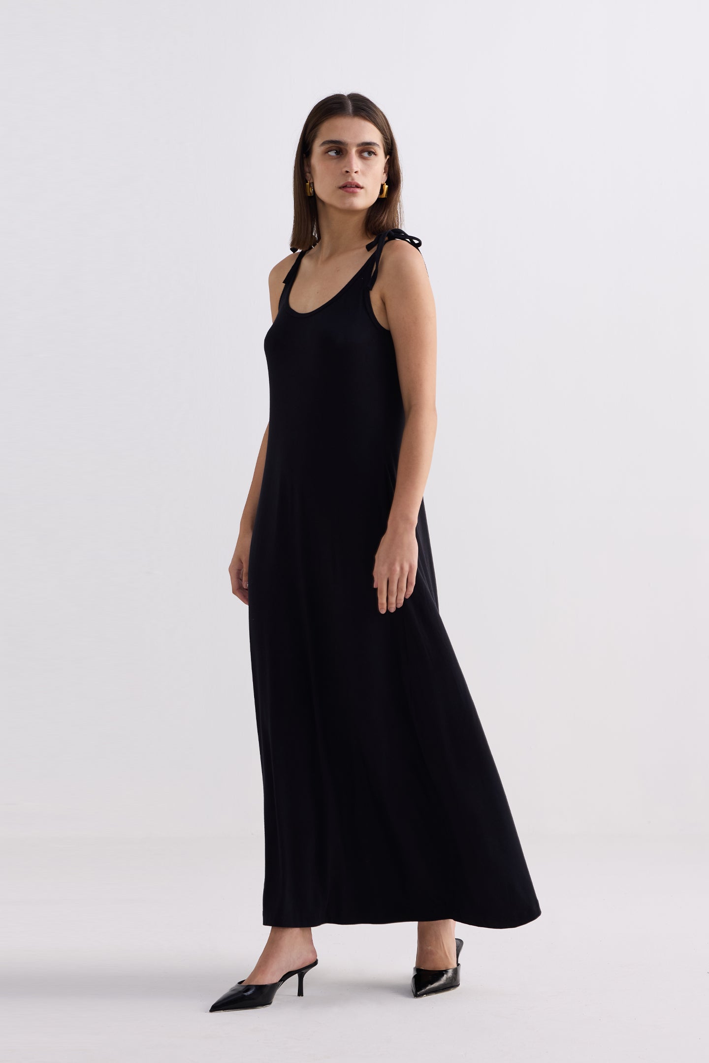 Tie-Detail Maxi Dress in Black-3
