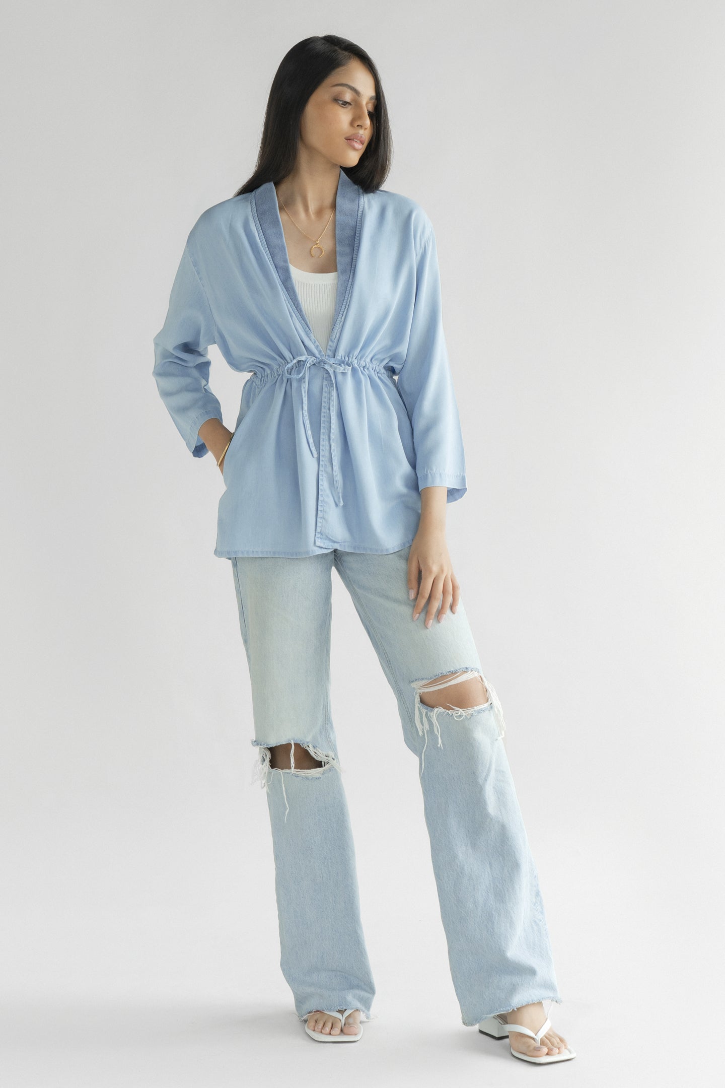 Travel Light Denim Jacket in Ocean Blue-2