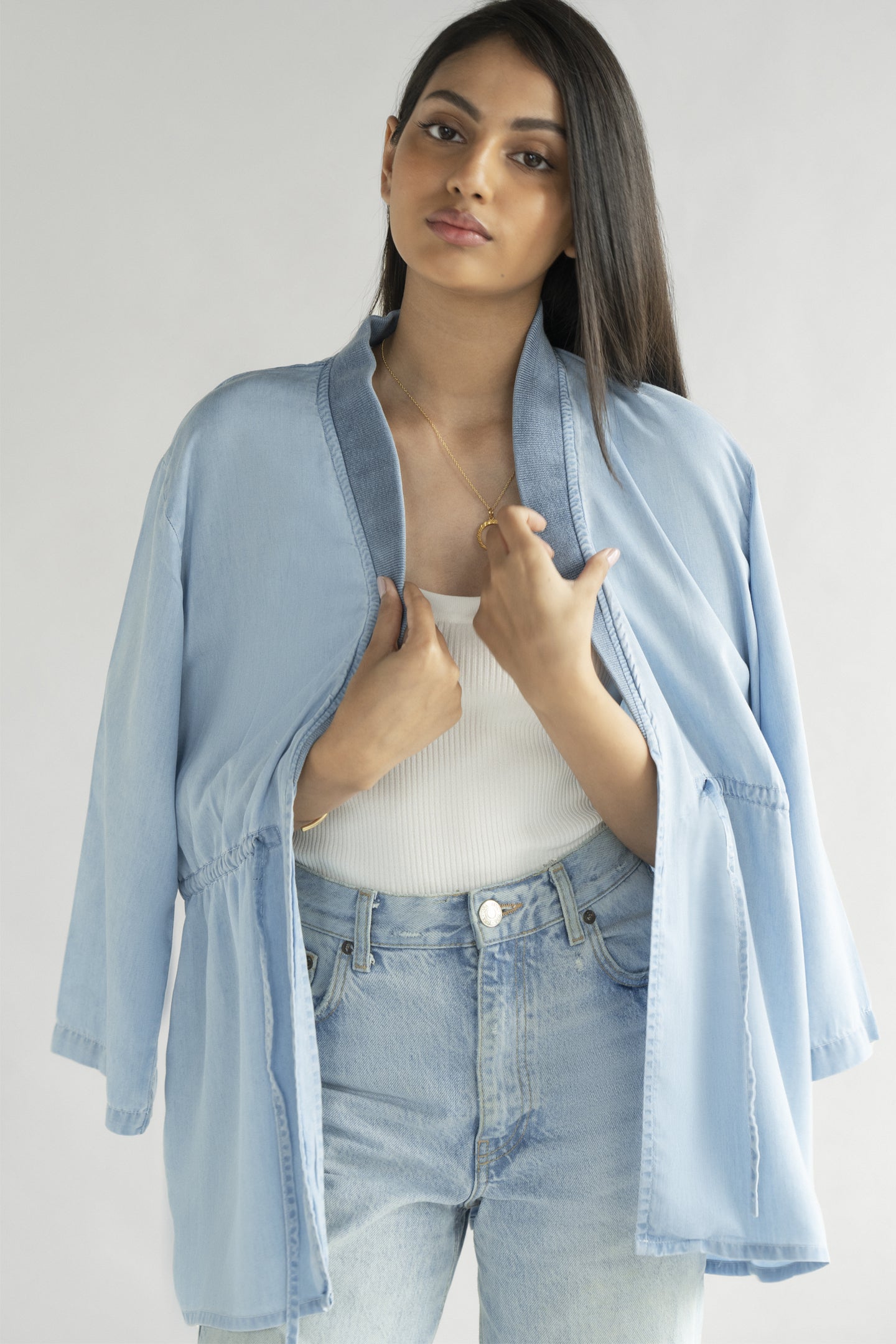 Travel Light Denim Jacket in Ocean Blue-3