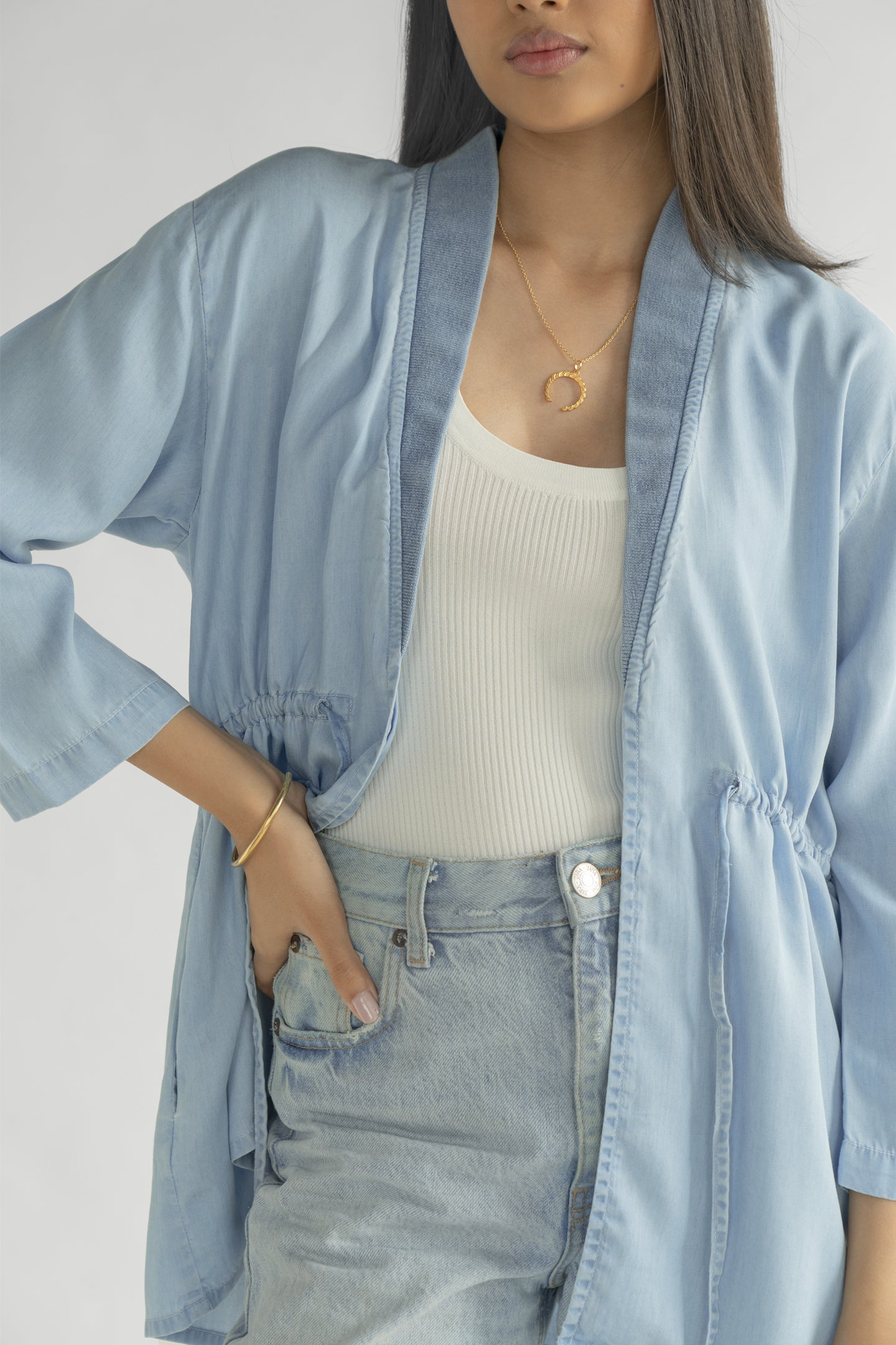 Travel Light Denim Jacket in Ocean Blue-4