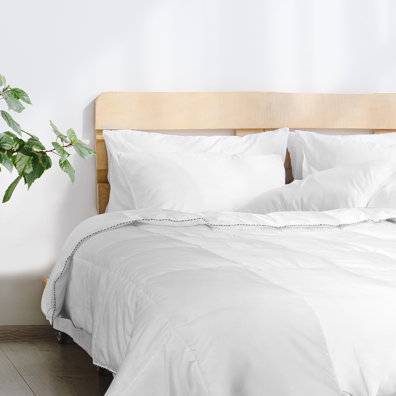 NNEDSZ Comfort Bamboo Blend Quilt 250GSM Luxury Doona Duvet 100% Cotton Cover Single White-0