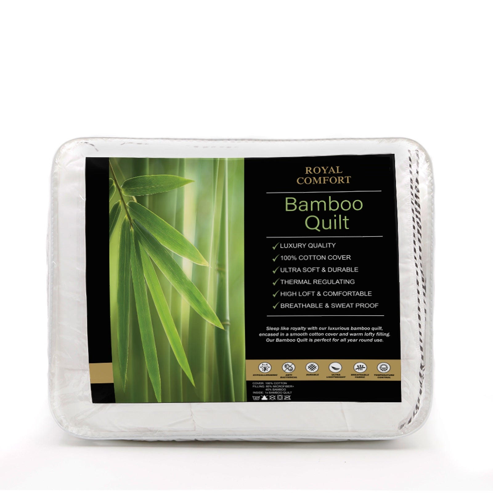 NNEDSZ Comfort Bamboo Blend Quilt 250GSM Luxury Doona Duvet 100% Cotton Cover Single White-1