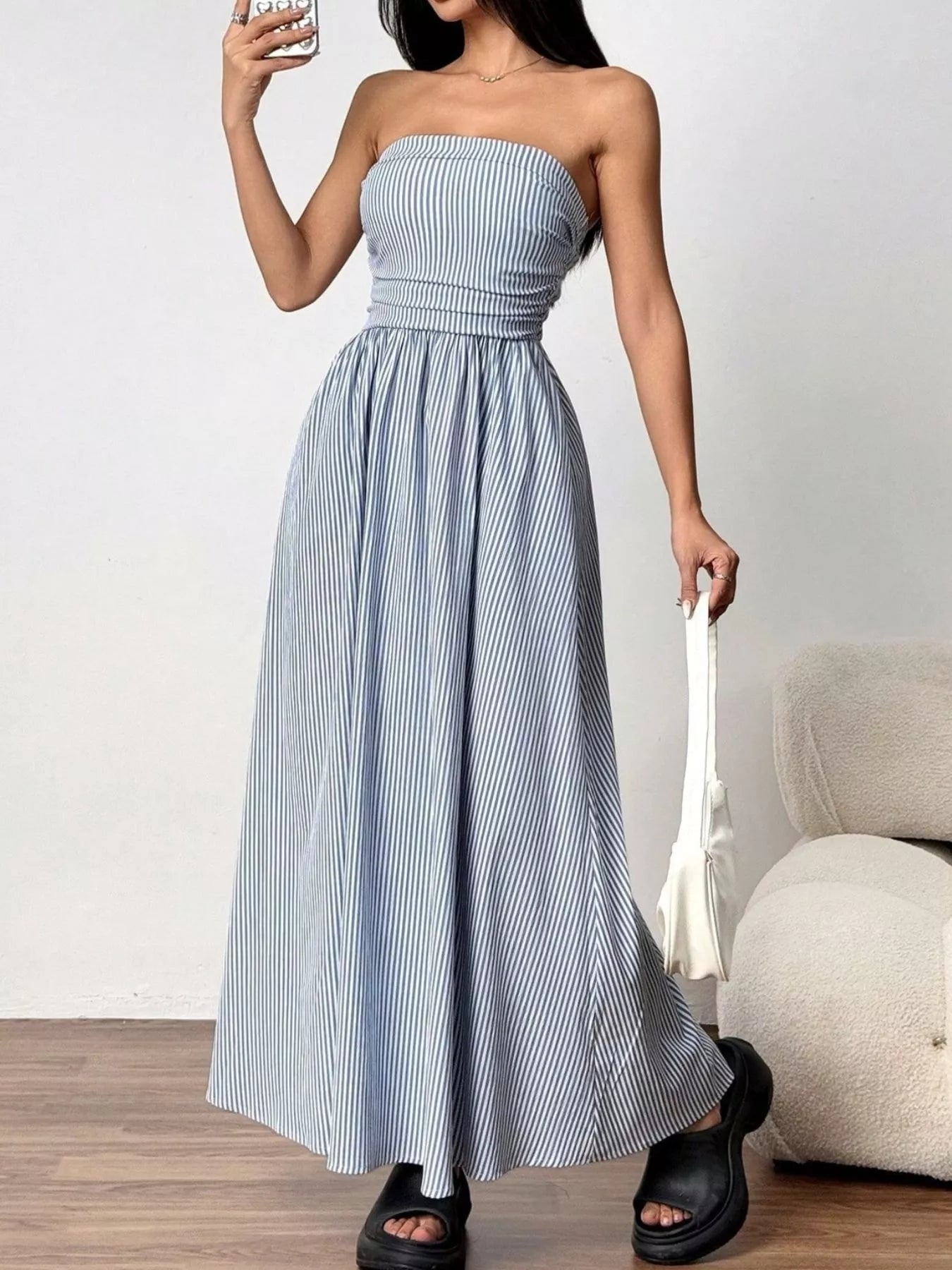 Striped Strapless Casual Maxi Dress – Simply Edyn & Co